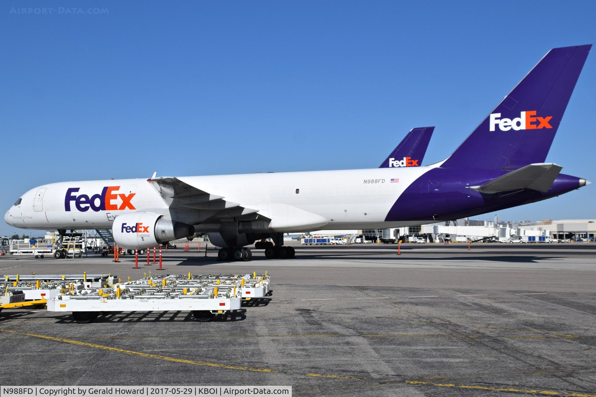 N988FD, 1993 Boeing 757-222(SF) C/N 26705, Parked on the FedEx ramp.
