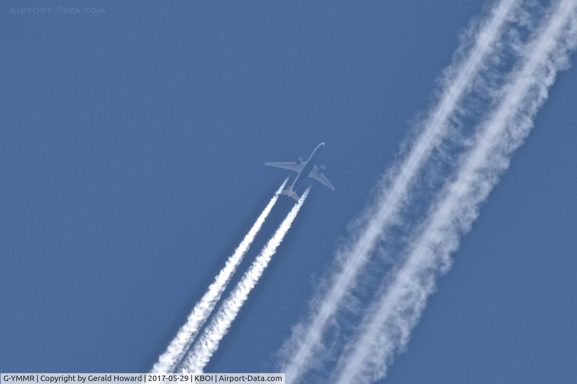 G-YMMR, 2008 Boeing 777-236 C/N 36516, British Airways Flight2279 at 40,000 feet over BOI. LGW to OAK. A few minutes behindD-AIFA.