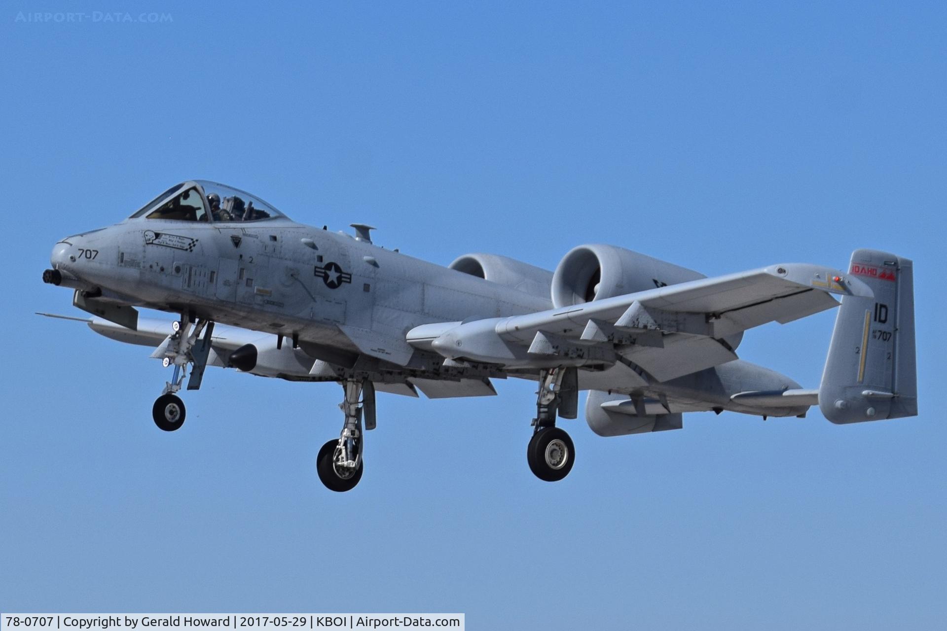 78-0707, 1978 Fairchild Republic A-10C Thunderbolt II C/N A10-0327, Landing RWY 10R.  190th Fighter Sq. Idaho ANG