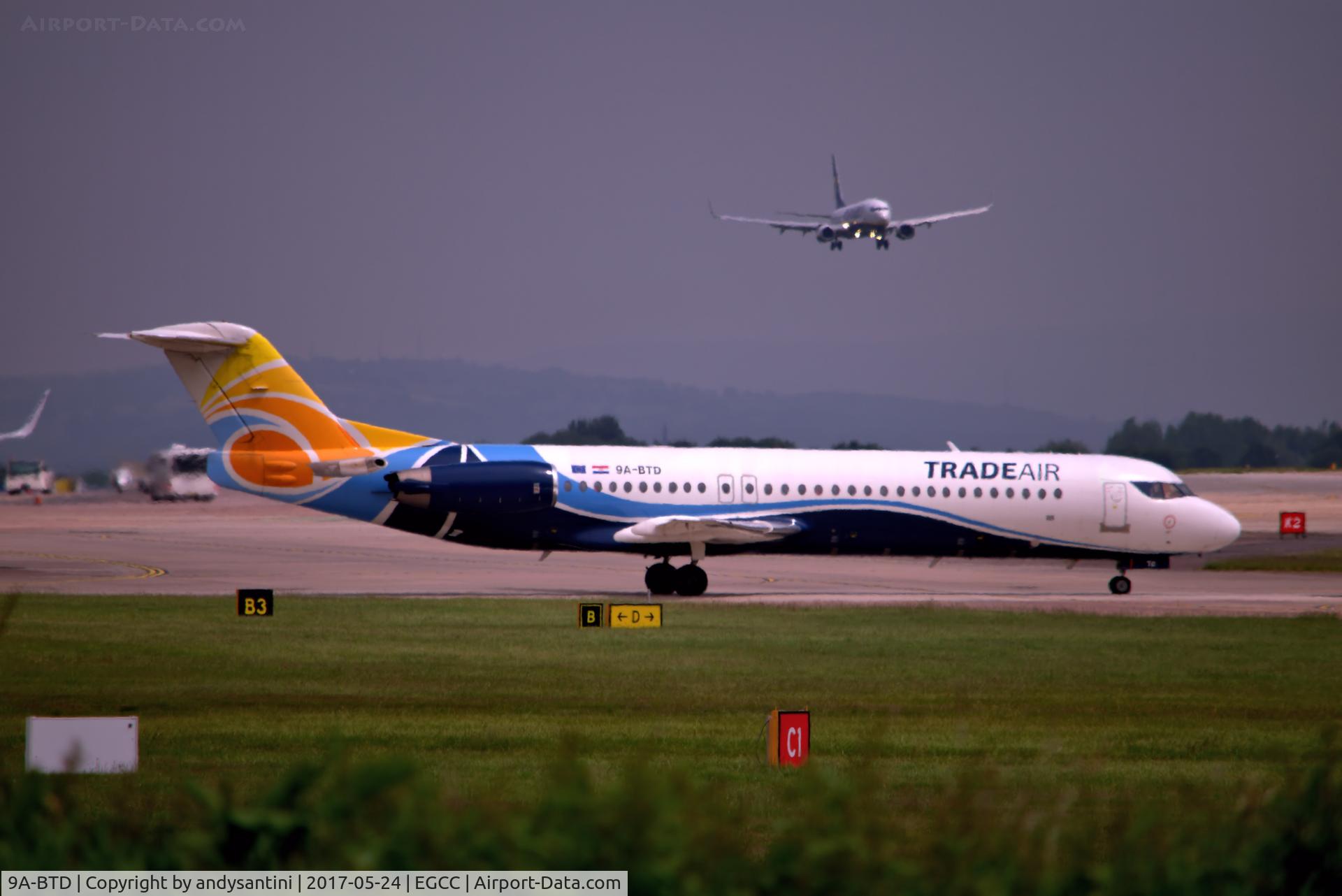 9A-BTD, 1992 Fokker 100 (F-28-0100) C/N 11407, taxing out for take off [football CH]