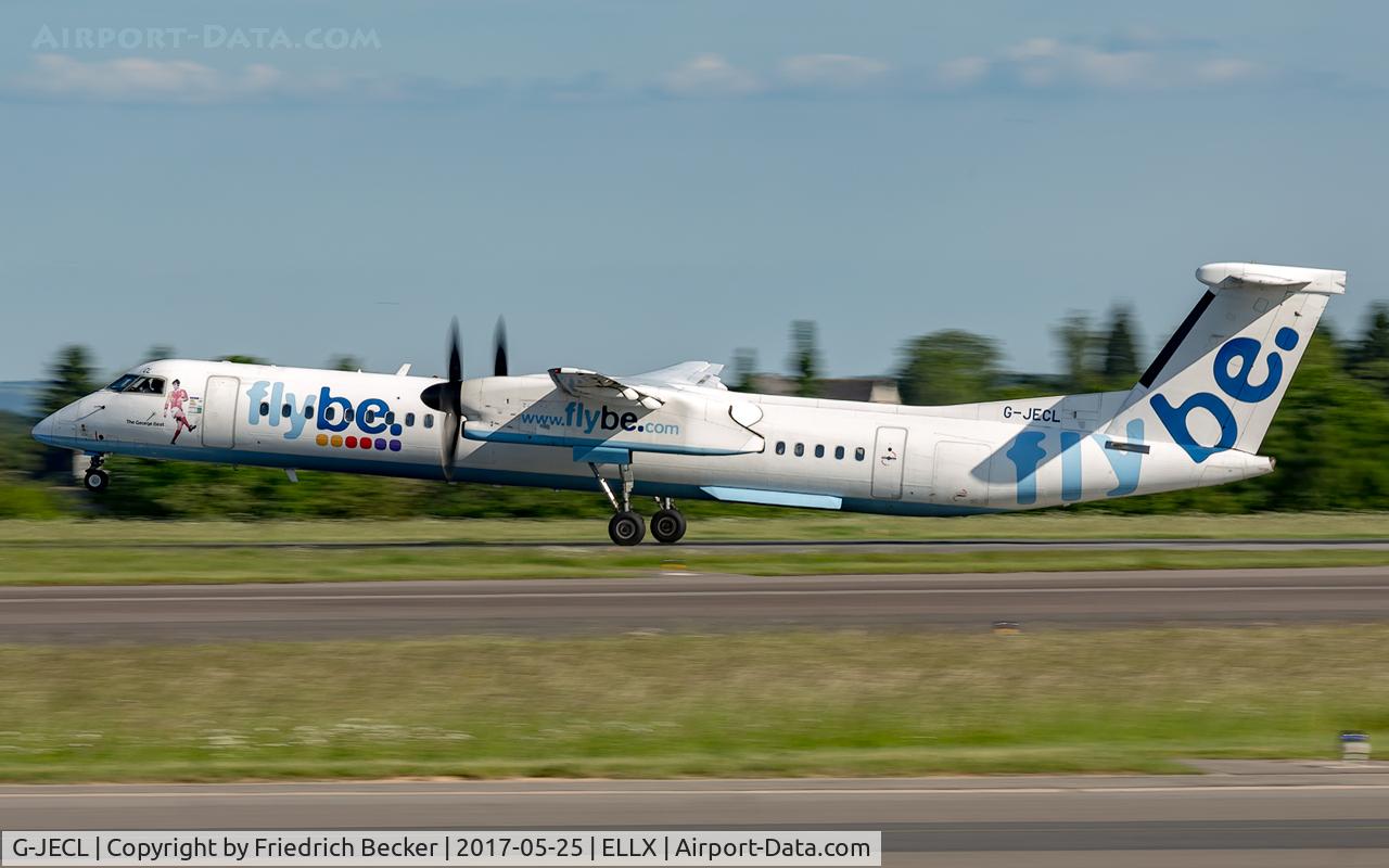G-JECL, 2005 De Havilland Canada DHC-8-402Q Dash 8 C/N 4114, departure via RW06
