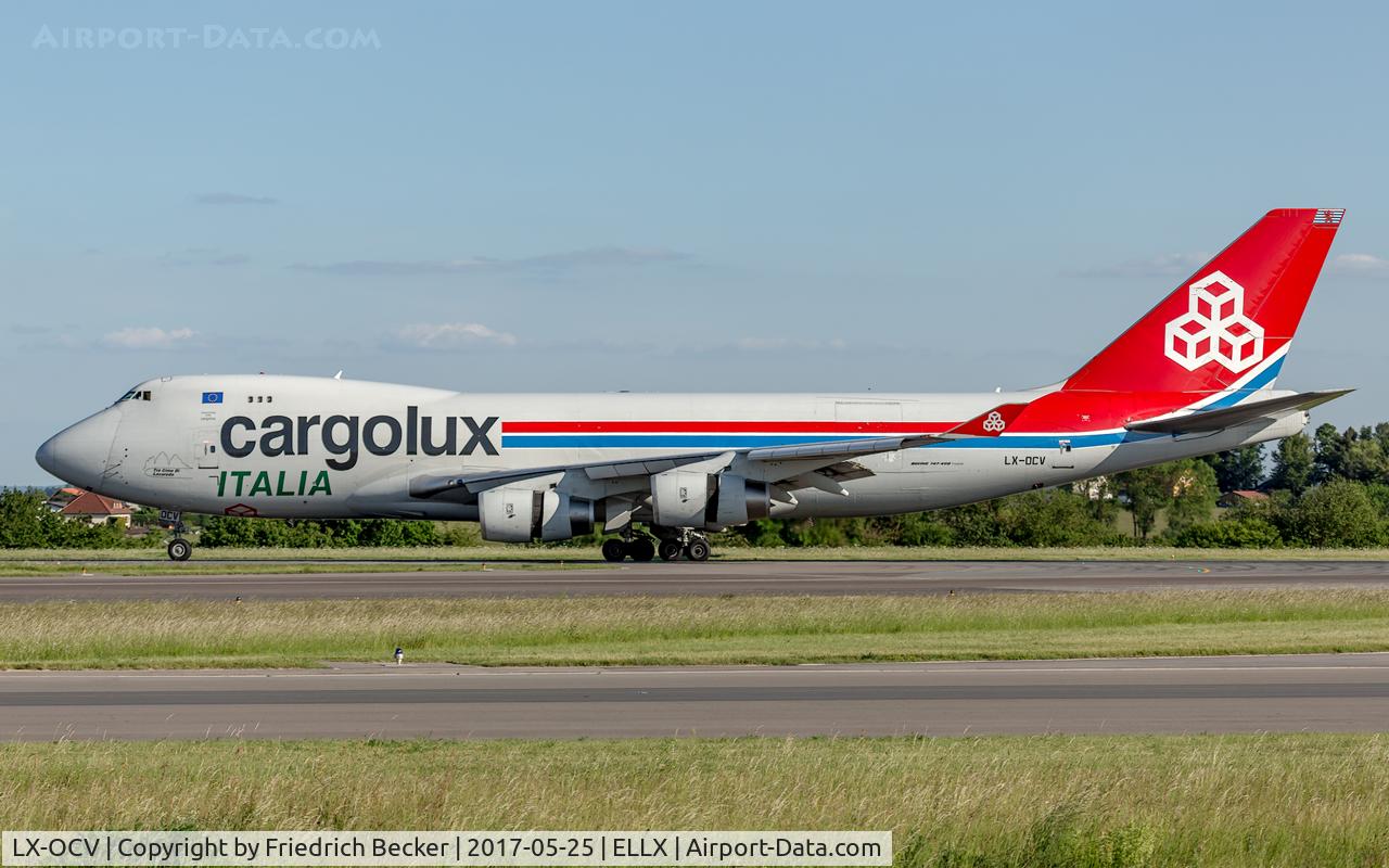 LX-OCV, 1999 Boeing 747-4R7F/SCD C/N 29731, decelerating after touchdown
