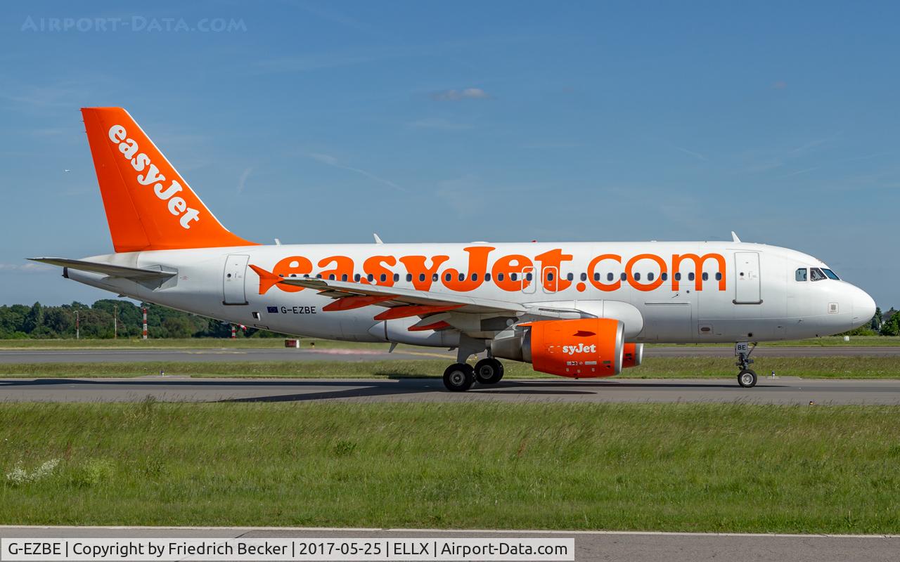 G-EZBE, 2006 Airbus A319-111 C/N 2884, taxying to the active