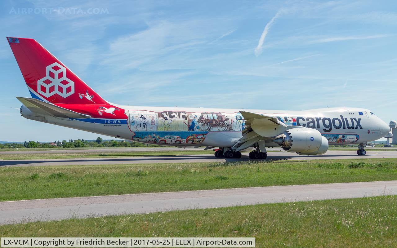 LX-VCM, 2015 Boeing 747-8F C/N 61169, taxying to the active