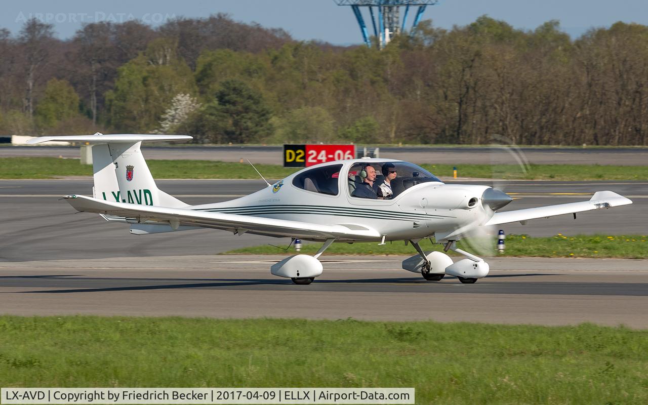 LX-AVD, 2003 Diamond DA-40 Diamond Star C/N 40.338, taxying to the active