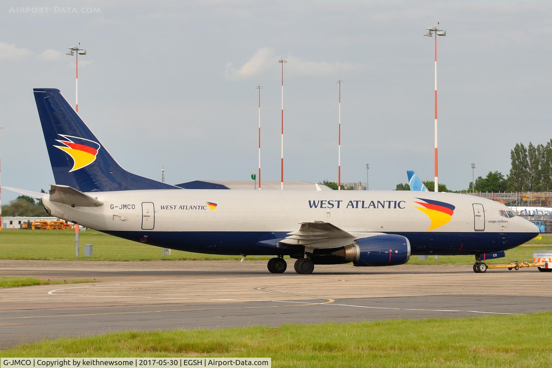 G-JMCO, 1986 Boeing 737-3T0F C/N 23569, Returning from engine runs.