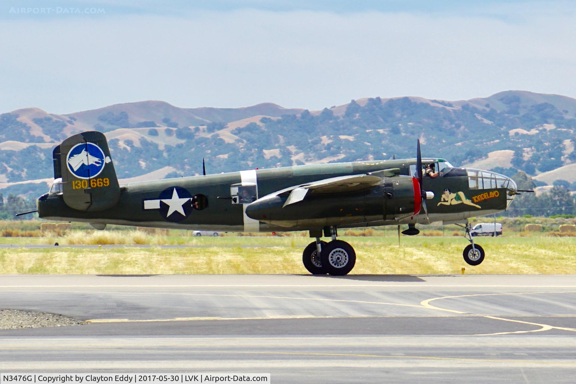 N3476G, 1944 North American B-25J Mitchell C/N 108-33257, Livermore Airport California 2017.