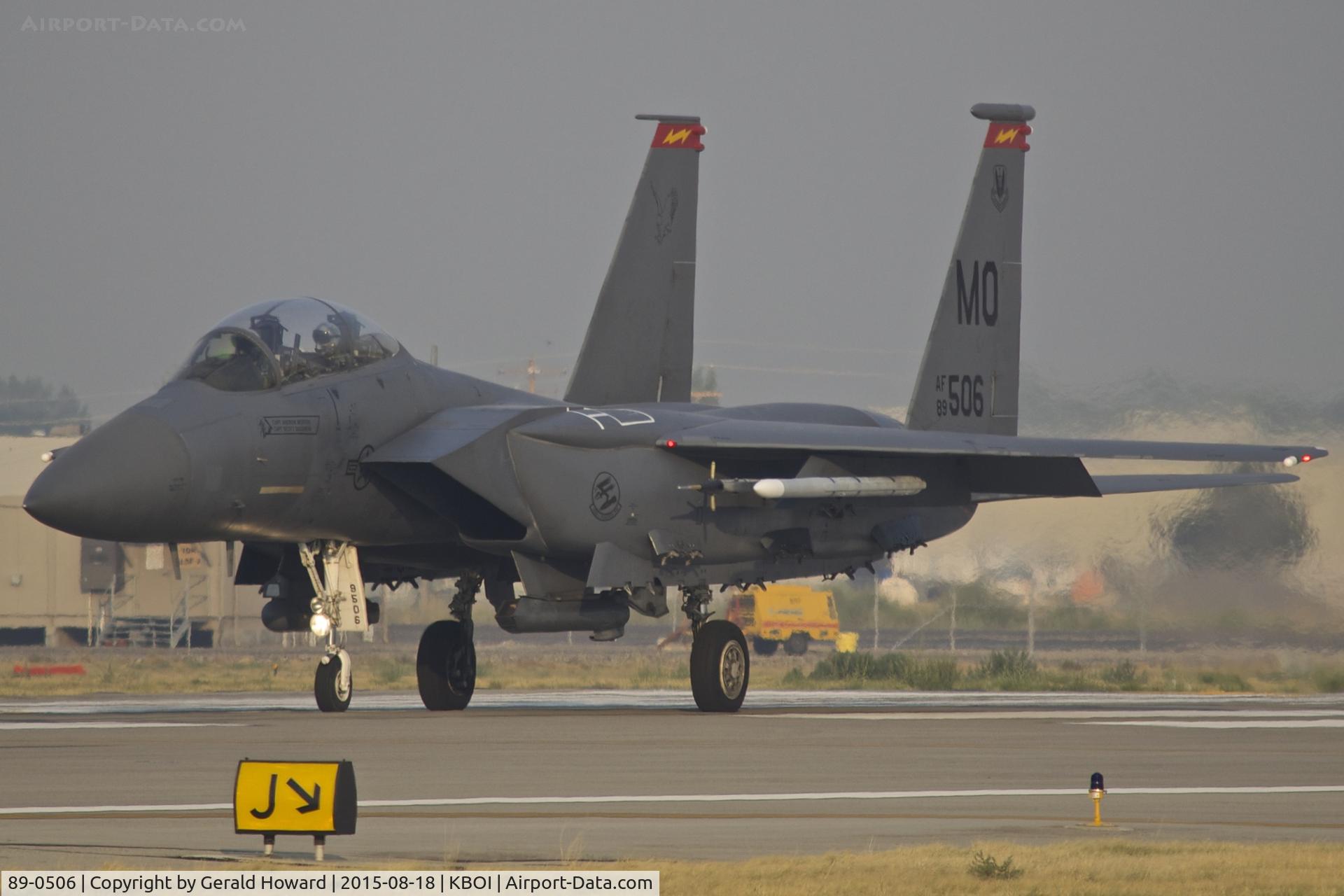 89-0506, 1989 McDonnell Douglas F-15E Strike Eagle C/N 1153/E128, Starting take off roll on RWY 10R.  389th Fighter Sq. 