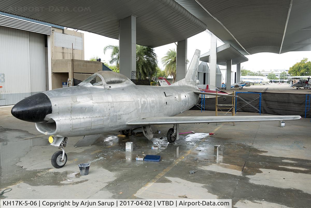 KH17K-5-06, 1953 North American F-86L Sabre C/N 201-125, In the process of being stripped off all paint for further restoration. The leaping tiger emblem has been removed from the nose and the tail reveals the former U.S. Air Force serial number.