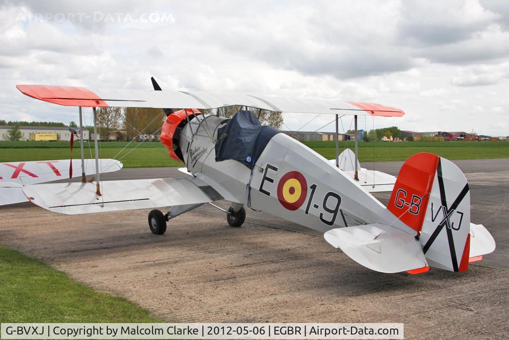 G-BVXJ, 1937 Bucker Bu-133C Jungmeister C/N E-19, Bucker Bu-133C Jungmeister at Breighton Airfield's May-hem Fly-In. May 6th 2012.