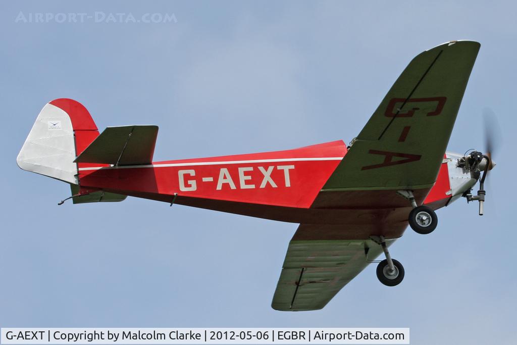 G-AEXT, 1937 Dart Kitten II C/N 123, Dart Kitten II G-AEXT at Breighton Airfield's May-hem Fly-In. May 6th 2012.