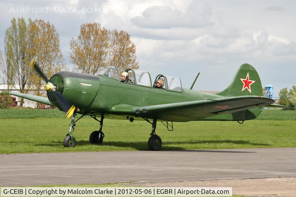 G-CEIB, 1958 Yakovlev Yak-18A C/N 1160403, Yakovlev Yak-18A at Breighton Airfield's May-hem Fly-In. May 6th 2012.
