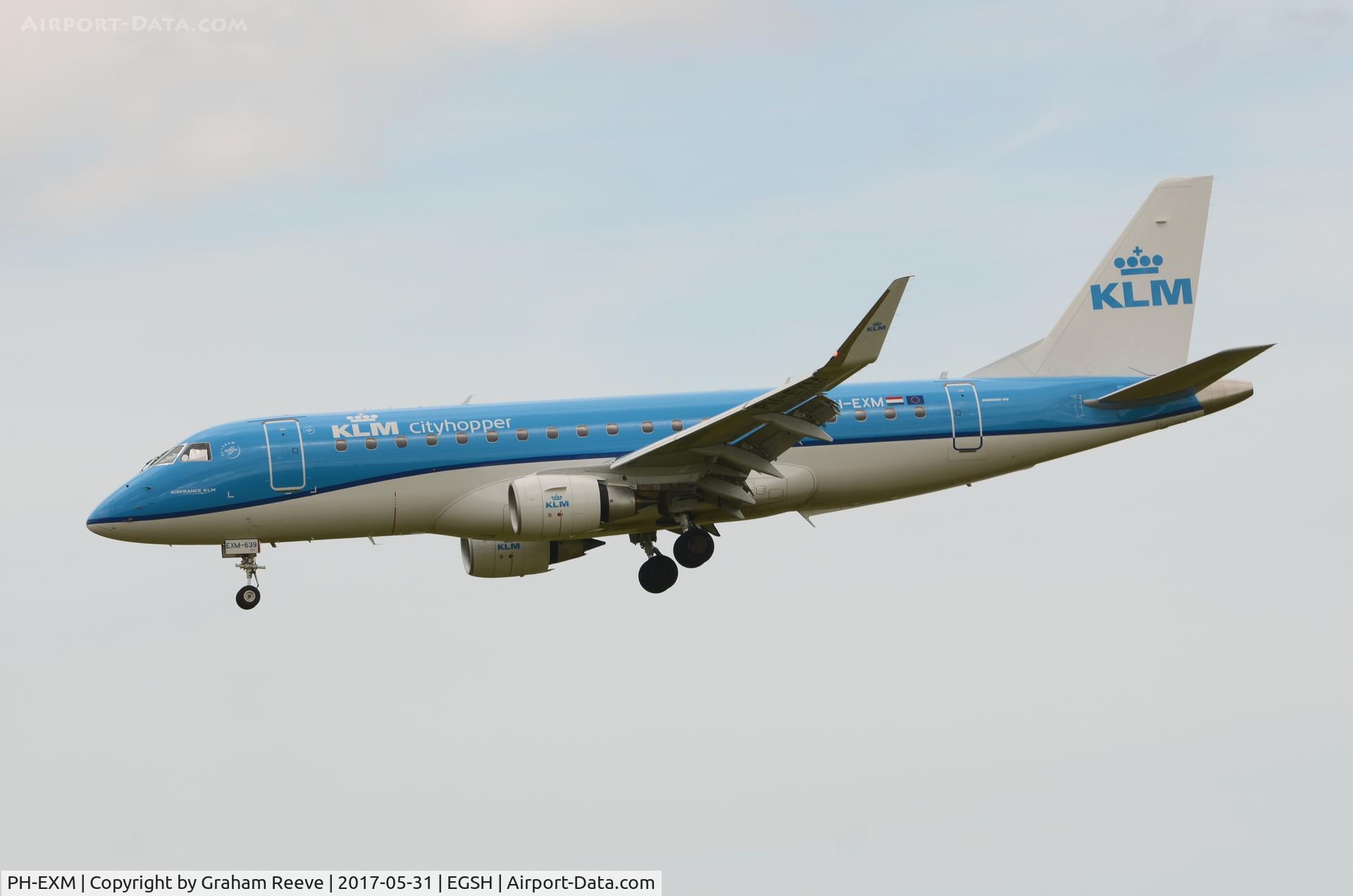 PH-EXM, 2017 Embraer 175STD (ERJ-170-200) C/N 17000639, Landing at Norwich.
