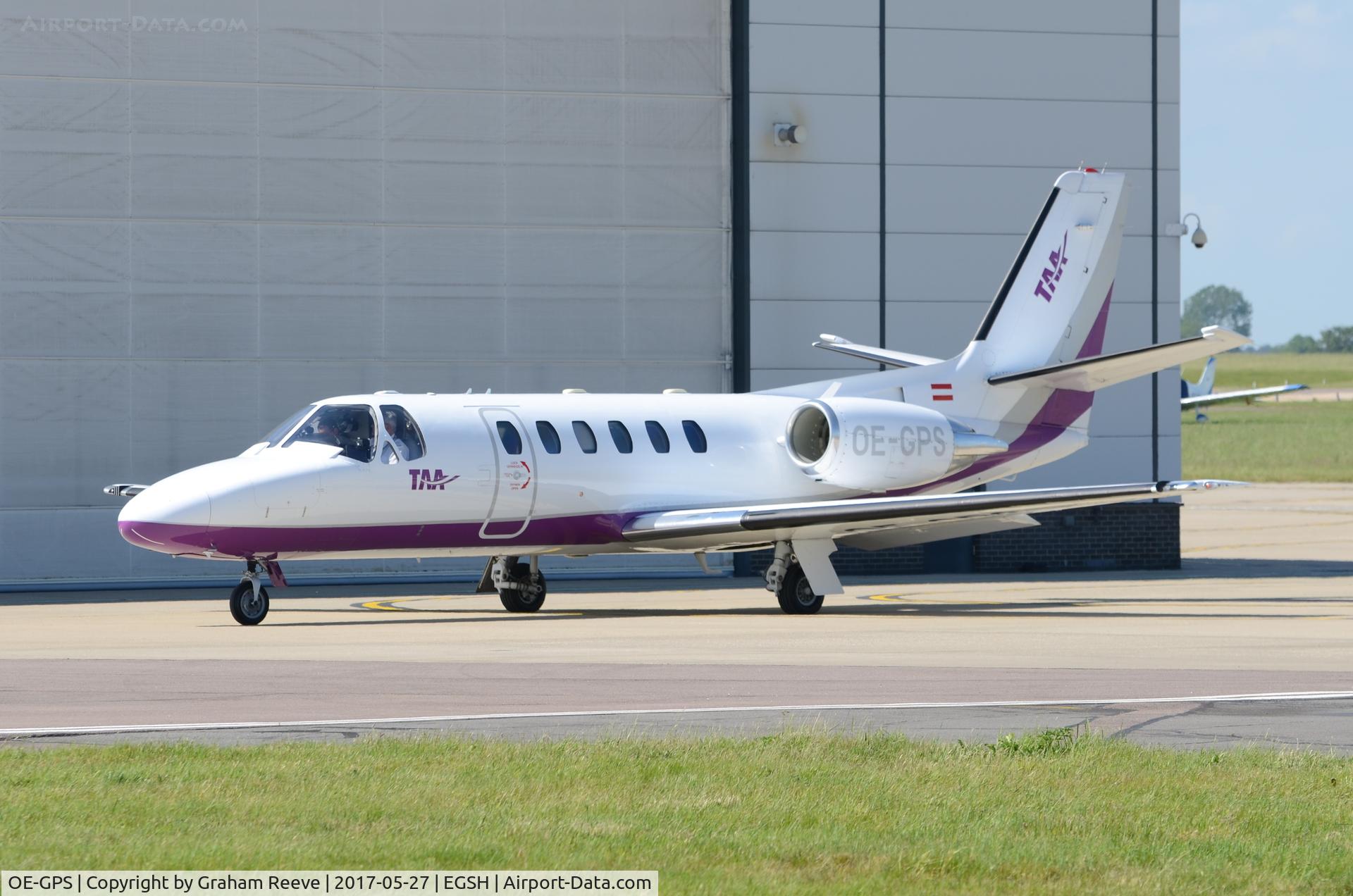 OE-GPS, 1998 Cessna 550 Citation Bravo C/N 550-0837, Parked at Norwich.