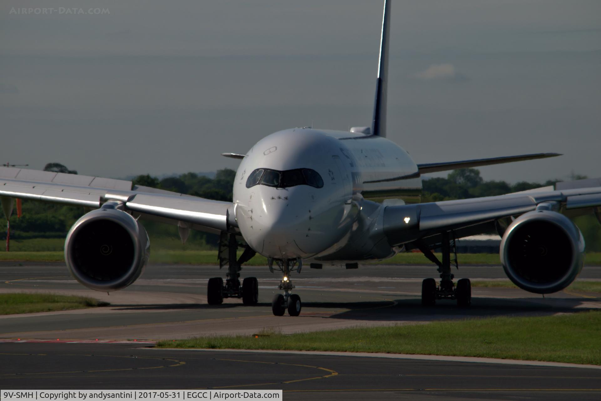 9V-SMH, 2016 Airbus A350-941 C/N 068, just left 23R now taxing to its gate/stand