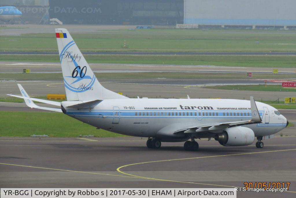 YR-BGG, 2001 Boeing 737-78J C/N 28442, YR-BGG Boeing 737/700 of Tarom special 60th Anniversary scheme at Amsterdam Schiphol Airport.