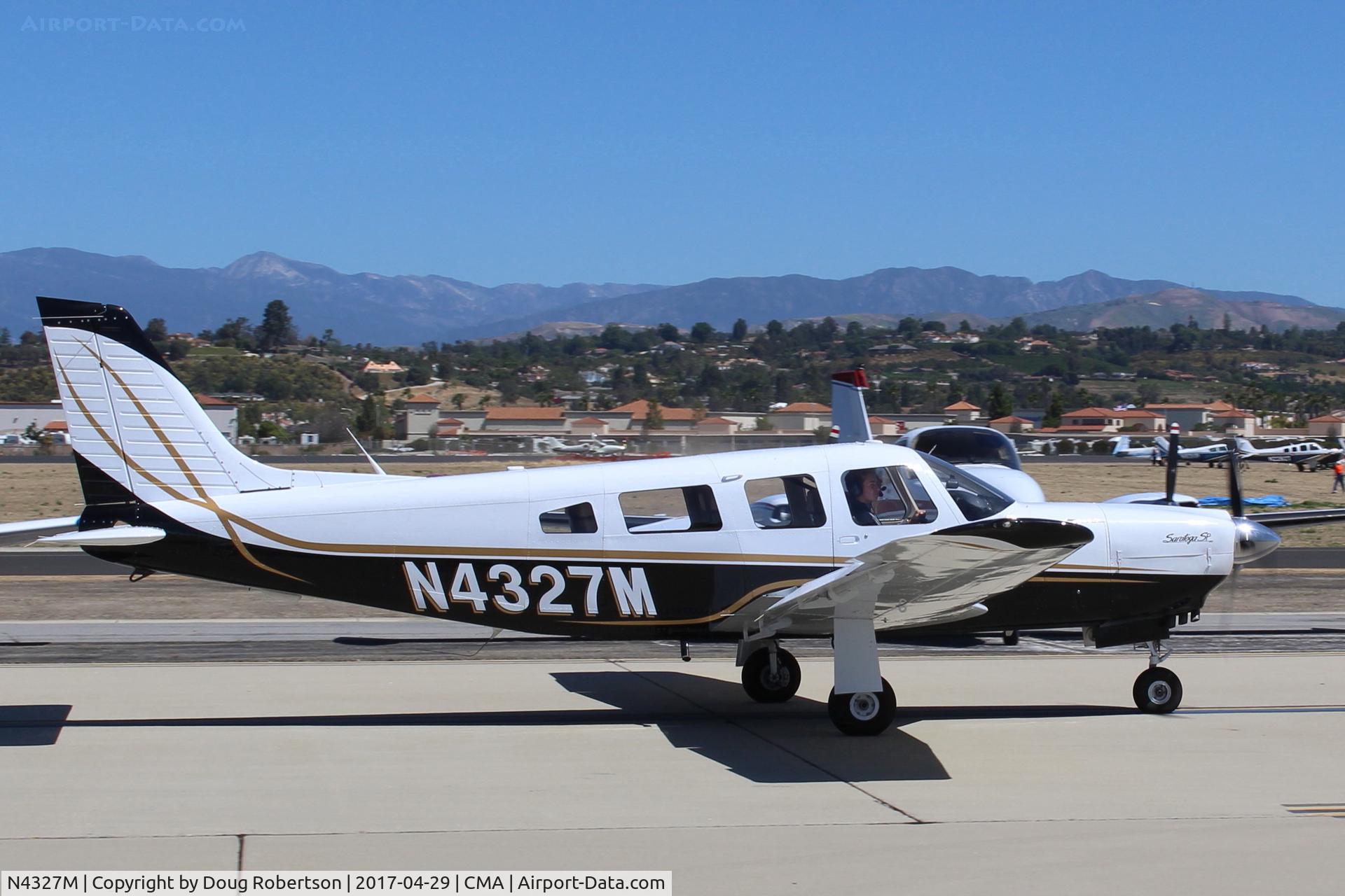 N4327M, 1983 Piper PA-32R-301 Saratoga SP C/N 32R-8413001, 1983 Piper PA-32R-301 SARATOGA SP, Lycoming IO-540-K1G5D 300 Hp, 102 gallons, gear retracts, New York-based, taxi to overflow parking at AOPA FLY-IN