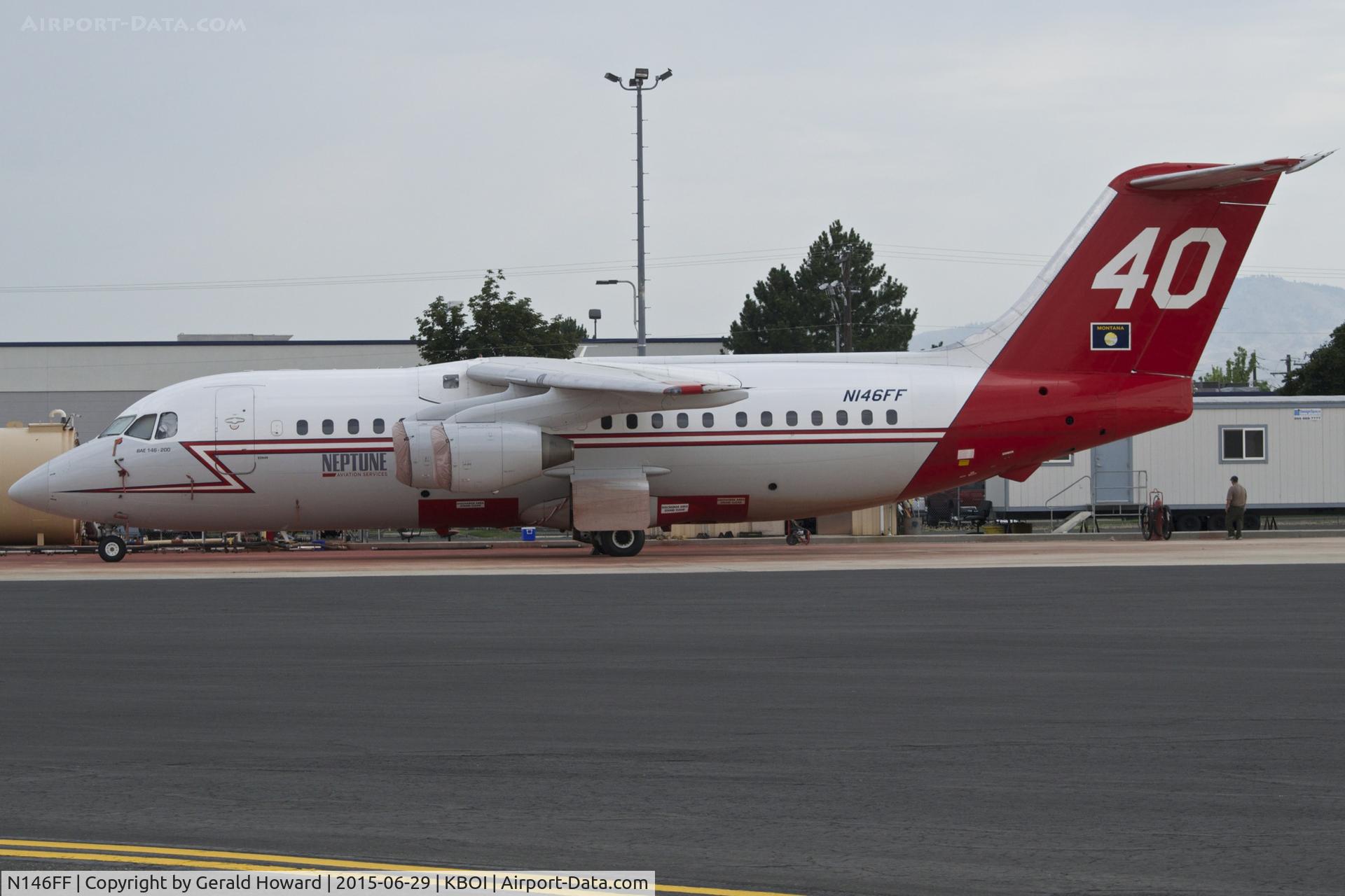 N146FF, 1986 British Aerospace BAe.146-200A C/N E2049, Parked on NIFC ramp.