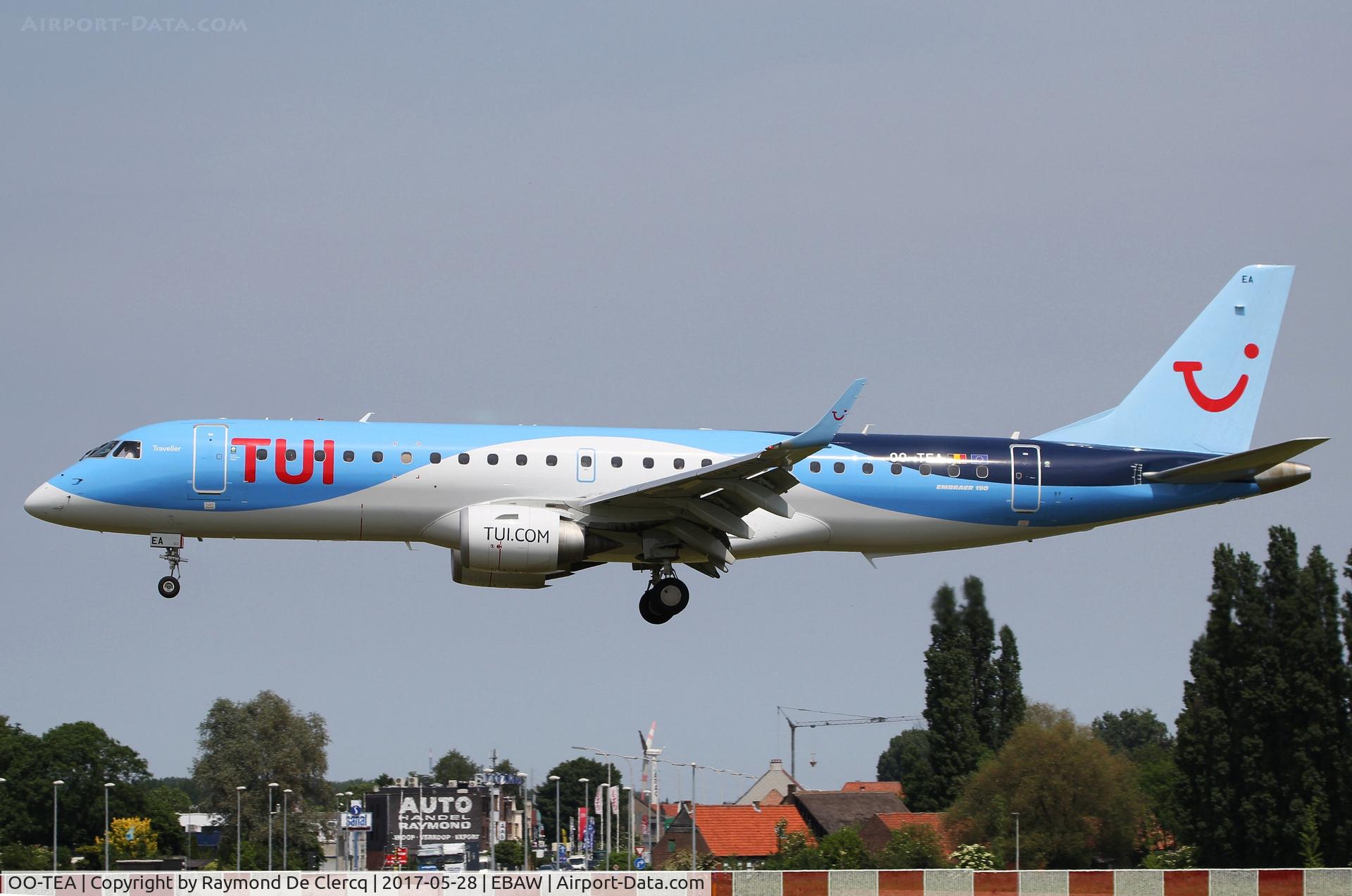 OO-TEA, 2014 Embraer 190LR (ERJ-190-100LR) C/N 19000665, Landing at Antwerp.