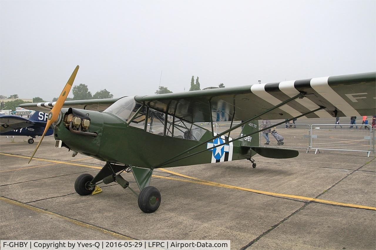 F-GHBY, 1943 Piper L-4A Grasshopper C/N 43-17737, Piper J3C-65 Cub, Static display, Creil Air Base 110(LFPC-CSF) Open day 2016