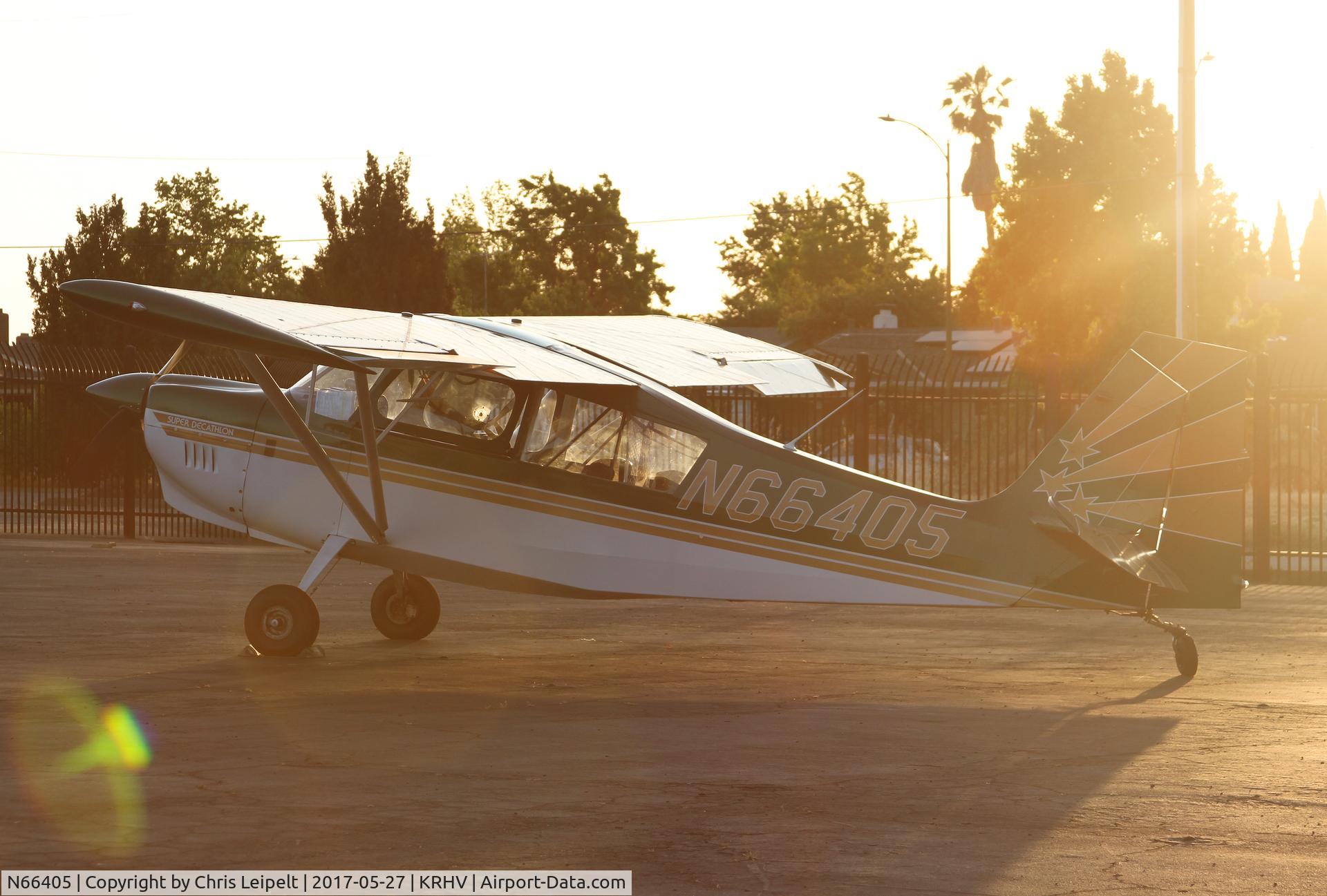 N66405, 1996 American Champion 8KCAB Decathlon C/N 783-96, San Carlos Flight Center (San Carlos, CA) 1996 American Champion 8KCAB parked on the ramp at Reid Hillview Airport, San Jose, CA during sunset.