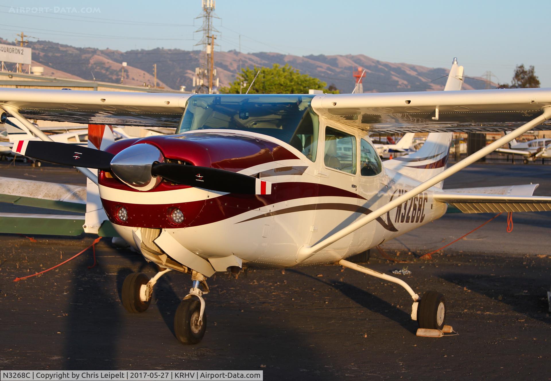 N3268C, 1978 Cessna R182 Skylane RG C/N R18200262, AWA Aviation (Sacramento, CA) 1978 Cessna R182 parked on the ramp at Reid Hillview Airport, San Jose, CA.