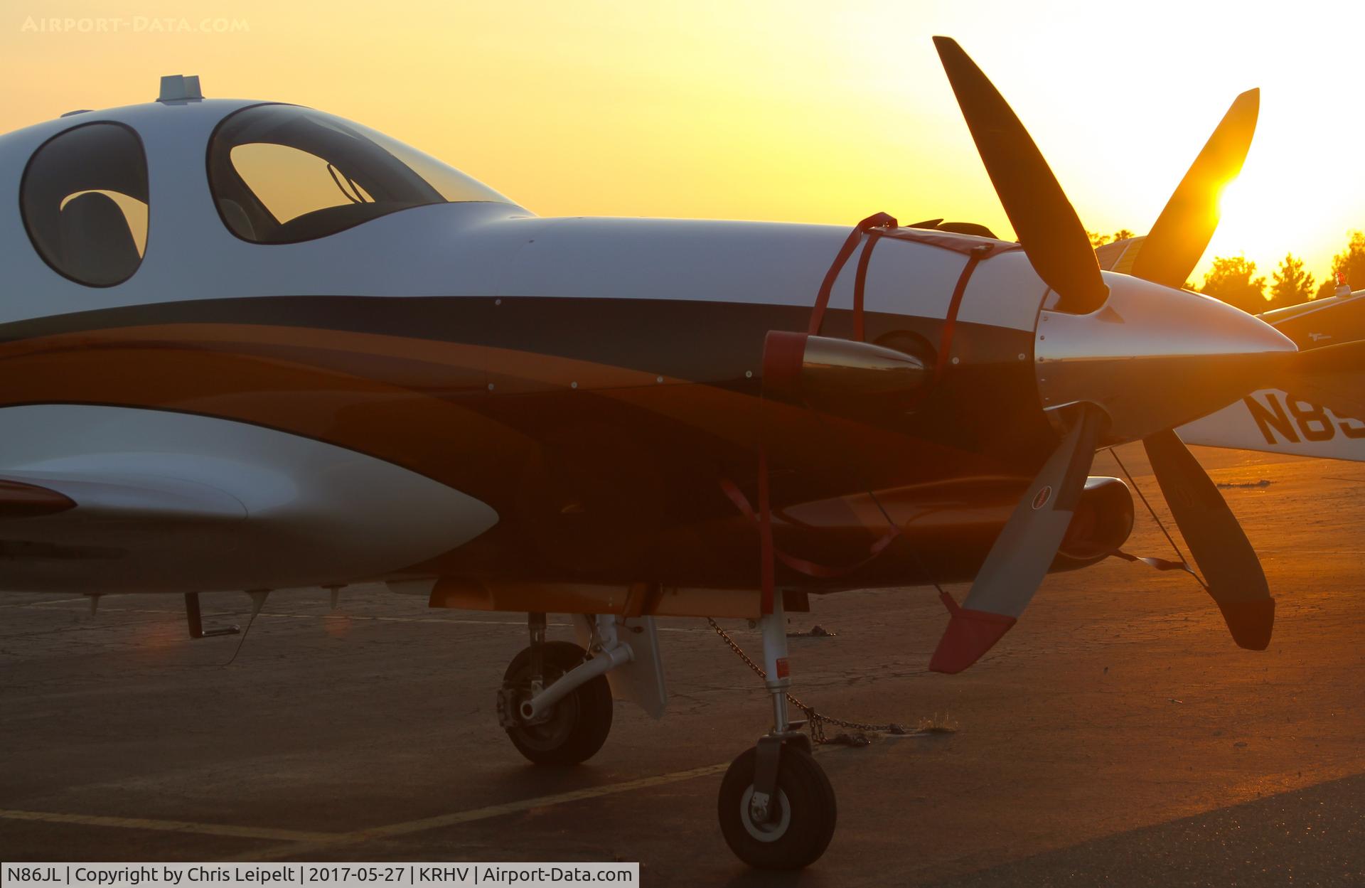 N86JL, 2014 Lancair Evolution C/N EVO-0056, Aircraft Assembly LLC (Chandler, AZ) 2014 Lancair Evolution parked on the ramp during sunset at Reid Hillview Airport, San Jose, CA.