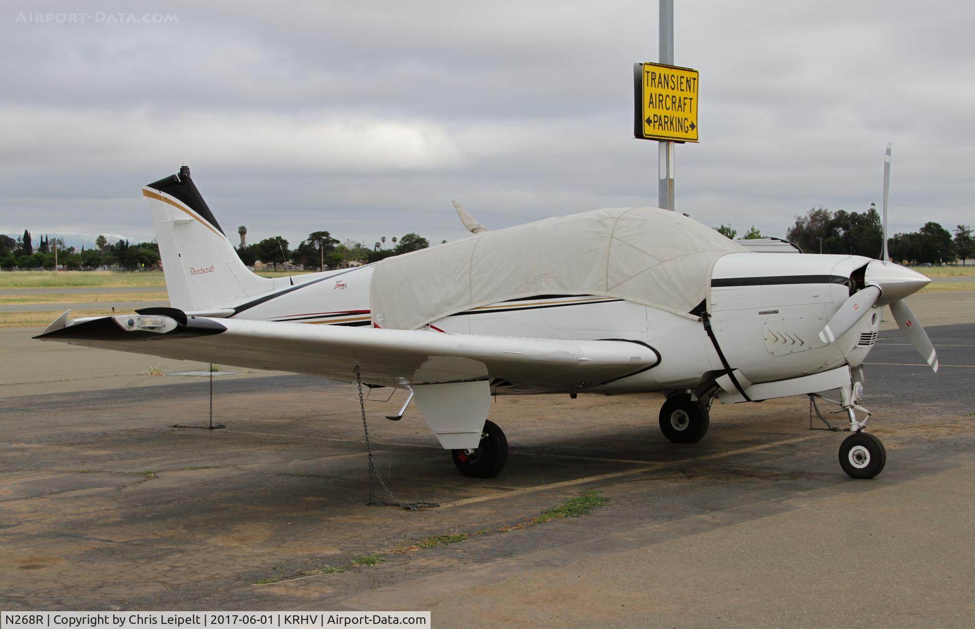 N268R, 1977 Beech A36 Bonanza 36 C/N E-1092, Kalhart Transportation Services Inc (Rancho Santa Fe, CA) 1977 Beechcraft A36 Bonanza parked on transient at Reid Hillview Airport, San Jose, CA.