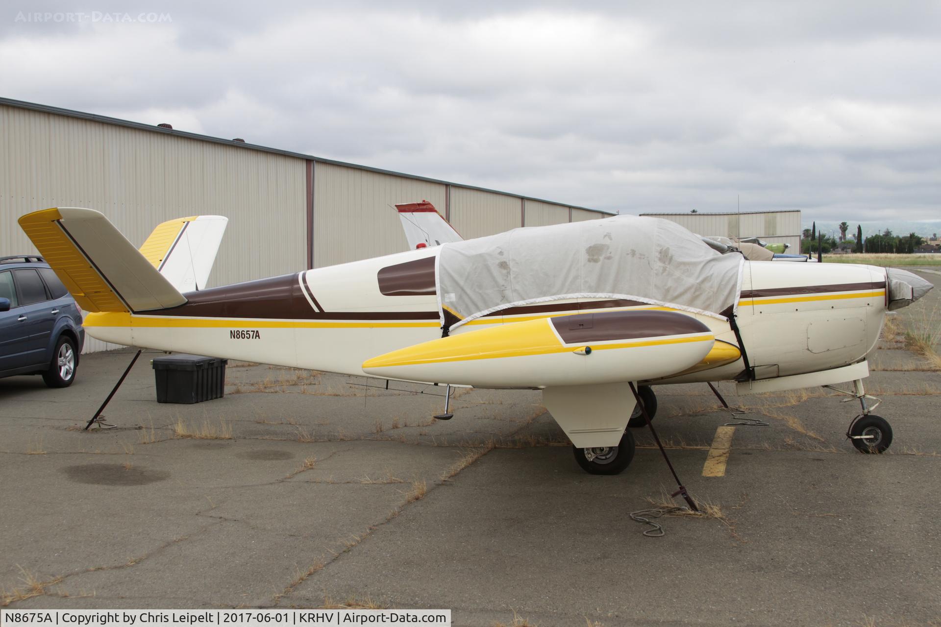 N8675A, 1949 Beech A35 Bonanza C/N D-2085, Locally-based 1949 Beechcraft A35 Bonanza parked outside at Reid Hillview Airport, San Jose, CA.
