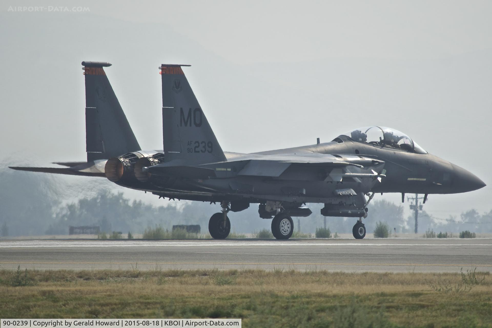 90-0239, 1990 McDonnell Douglas F-15E Strike Eagle C/N 1171/E141, Starting take off roll into an IFR smoke filled sky.  391st Fighter Sq. 
