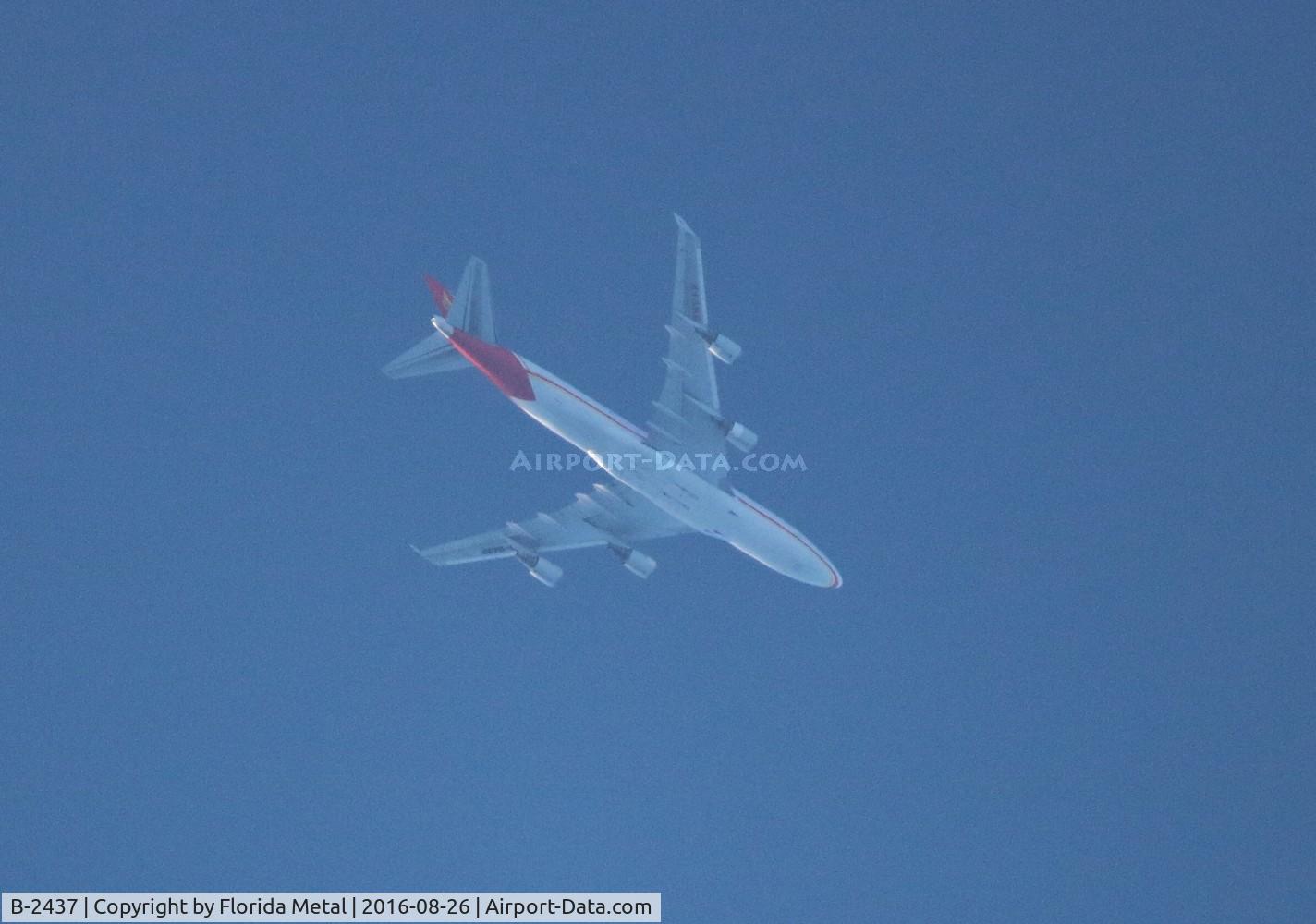 B-2437, 1991 Boeing 747-481(BDSF) C/N 25207, Yangtze River Express 747-400BDSF flying ORD-FRA at 36,000 ft over Michigan