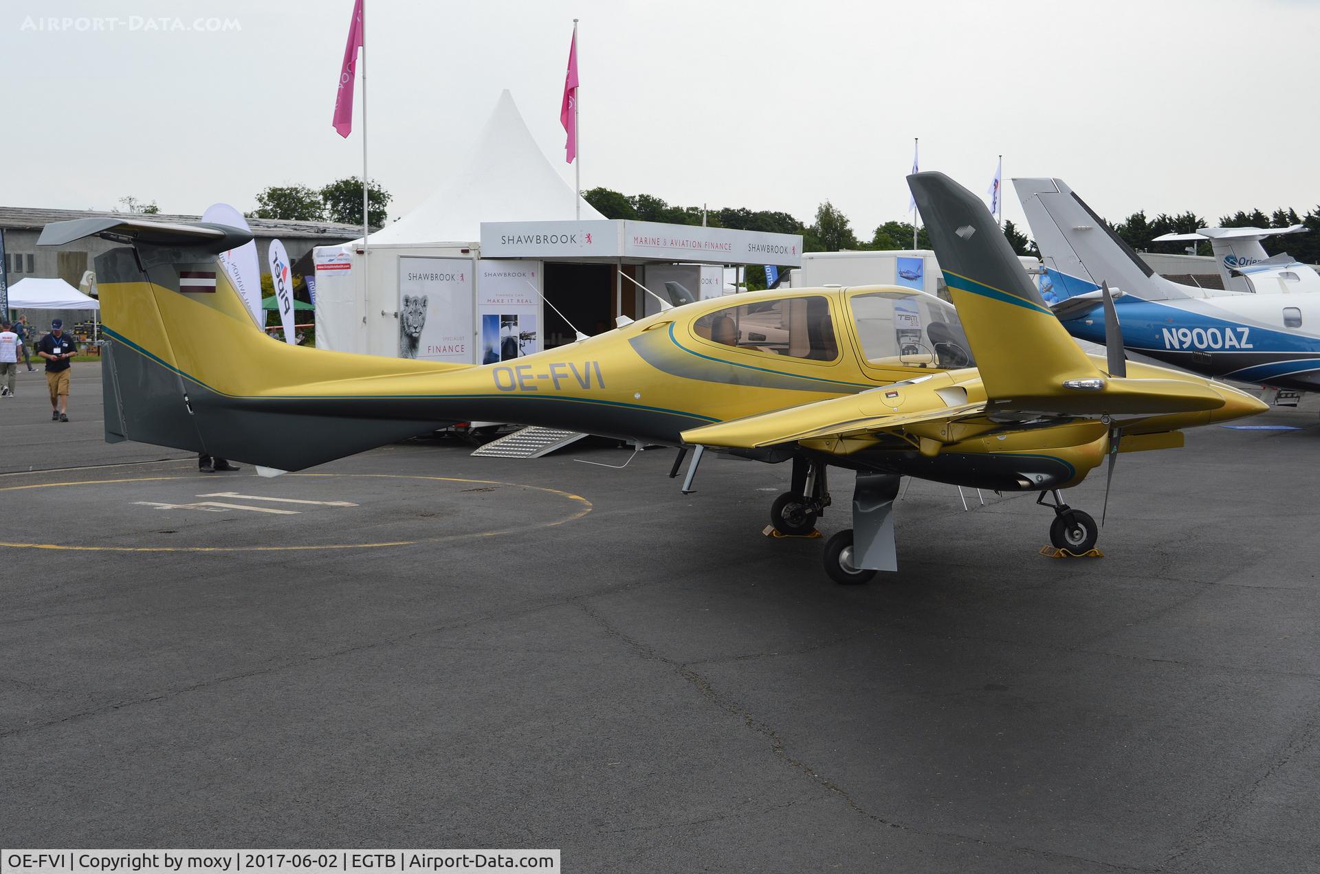 OE-FVI, Diamond DA-42NG Twin Star C/N 42.N103, Diamond DA-42NG Twinstar at AeroExpo 2017, Wycombe Air Park.