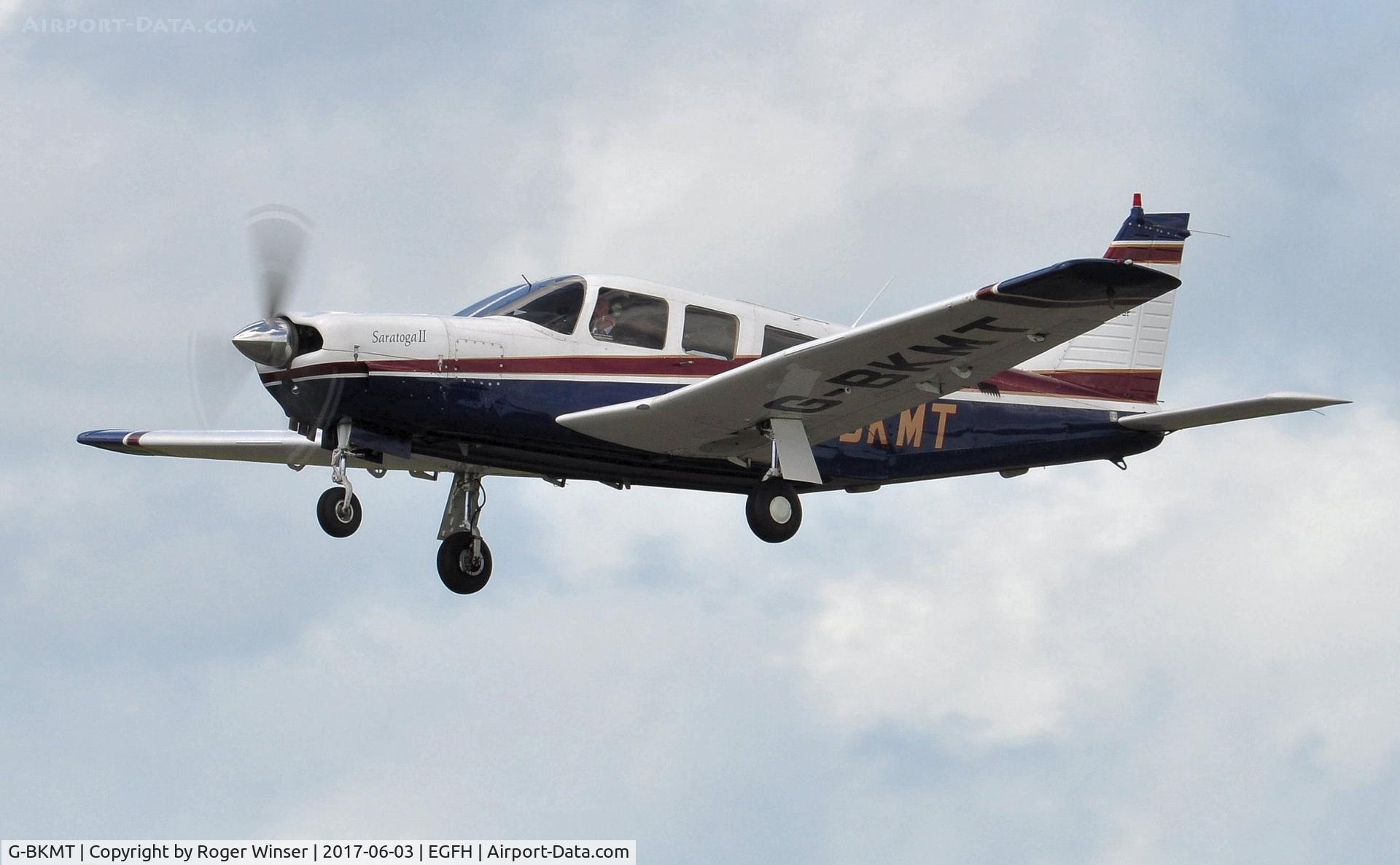 G-BKMT, 1981 Piper PA-32R-301 Saratoga SP C/N 32R-8213013, Resident Saratoga SP departing Runway 22.