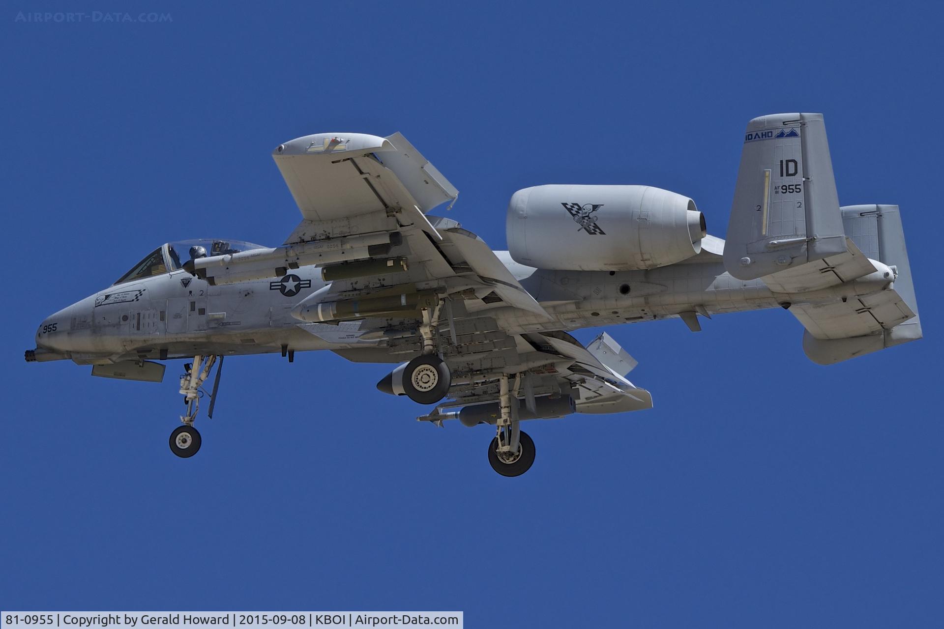 81-0955, 1981 Fairchild Republic A-10C Thunderbolt II C/N A10-0650, On final for RWY 28L.  190th Fighter Sq., Idaho ANG.