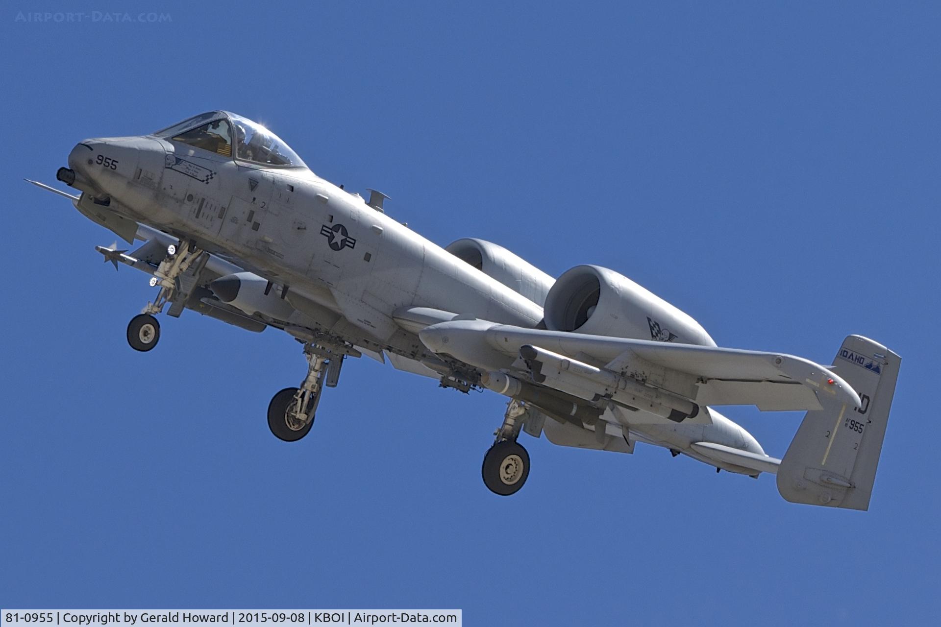 81-0955, 1981 Fairchild Republic A-10C Thunderbolt II C/N A10-0650, Turning onto final for RWY 28L. 190th Fighter Sq., Idaho ANG.