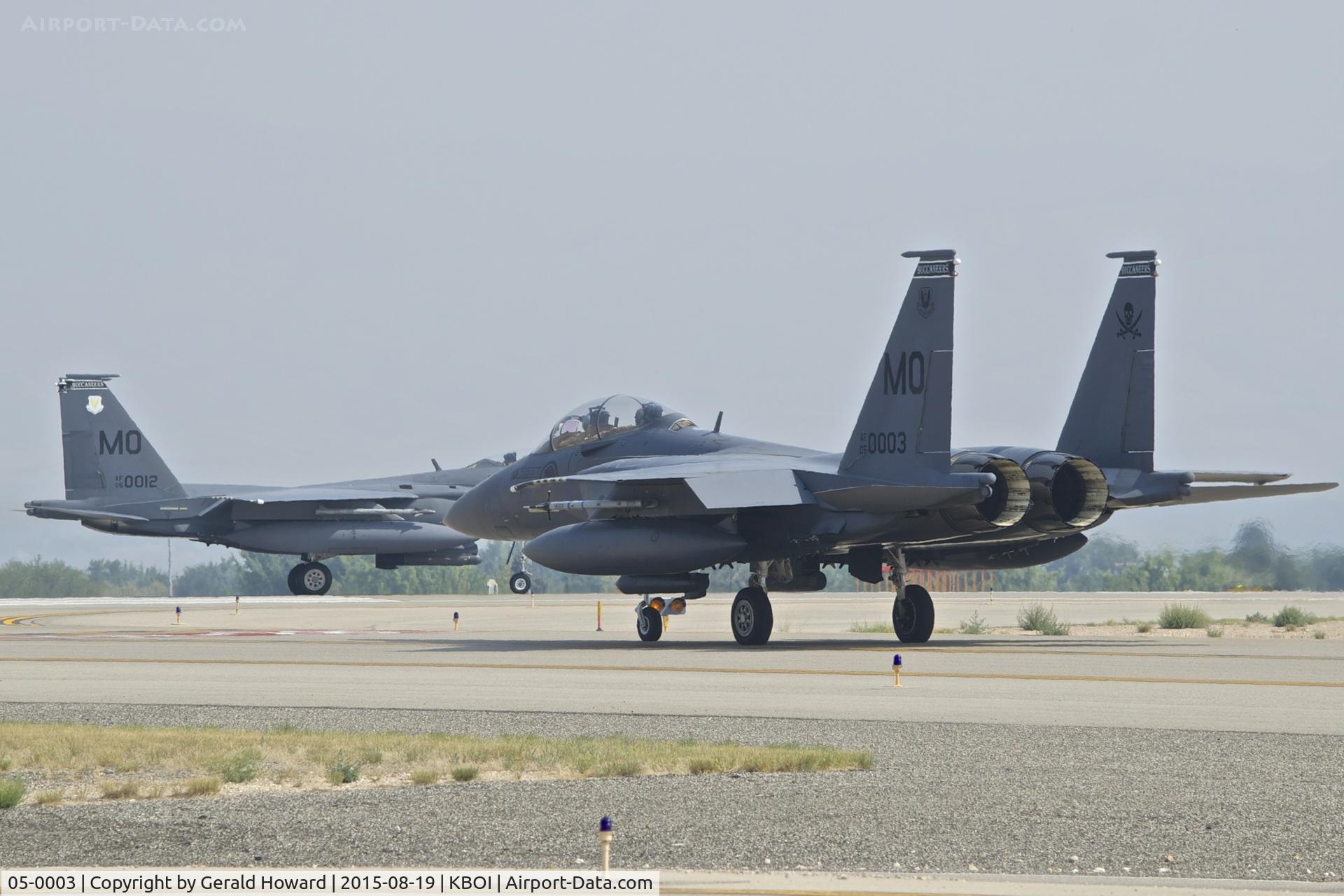 05-0003, 2005 Boeing F-15SG Strike Eagle C/N SG3, Following 05-0012 onto RWY 10R.  428th Fighter Sq. 