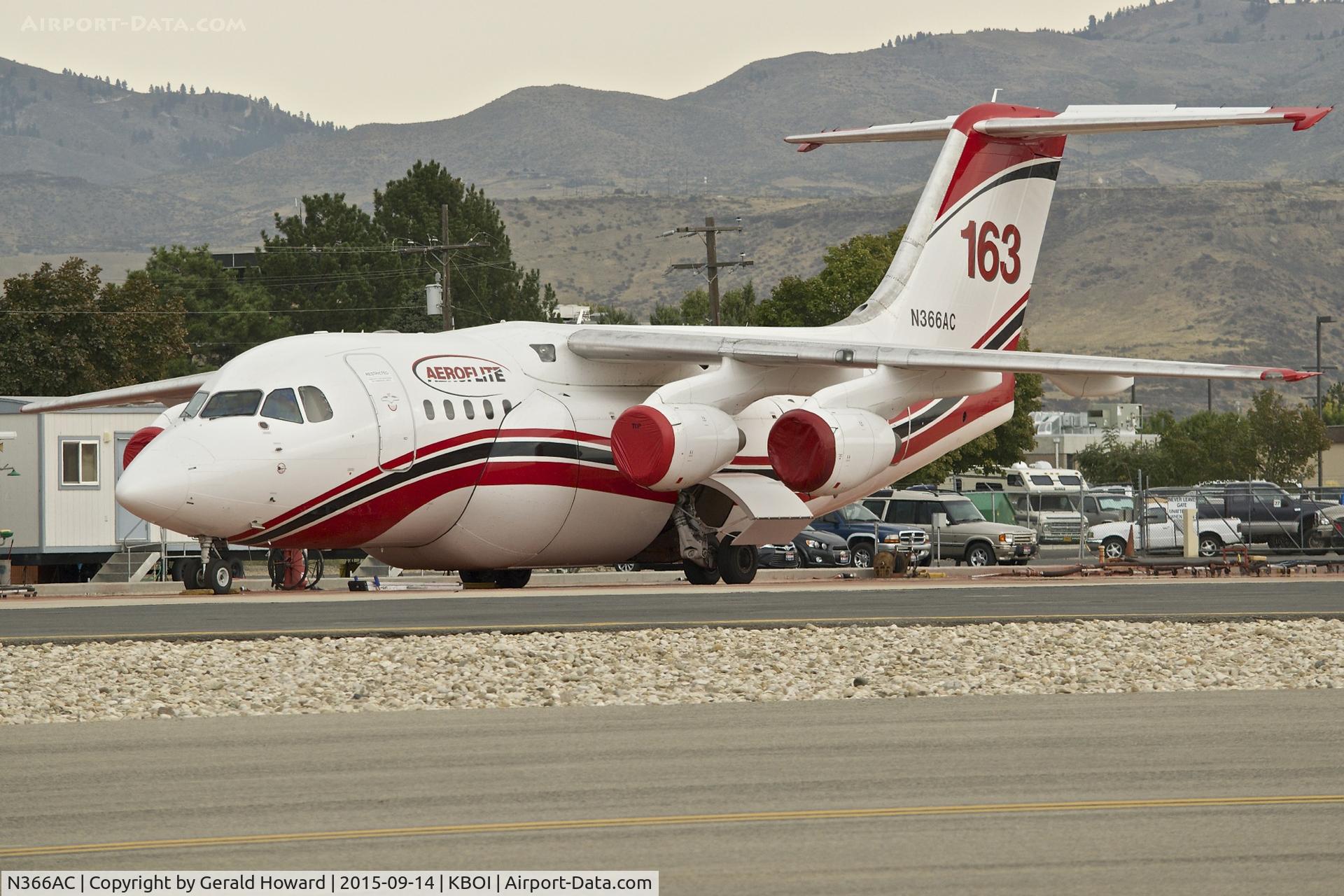 N366AC, 1996 British Aerospace Avro 146-RJ85 C/N E.2288, Parked on NIFC ramp.