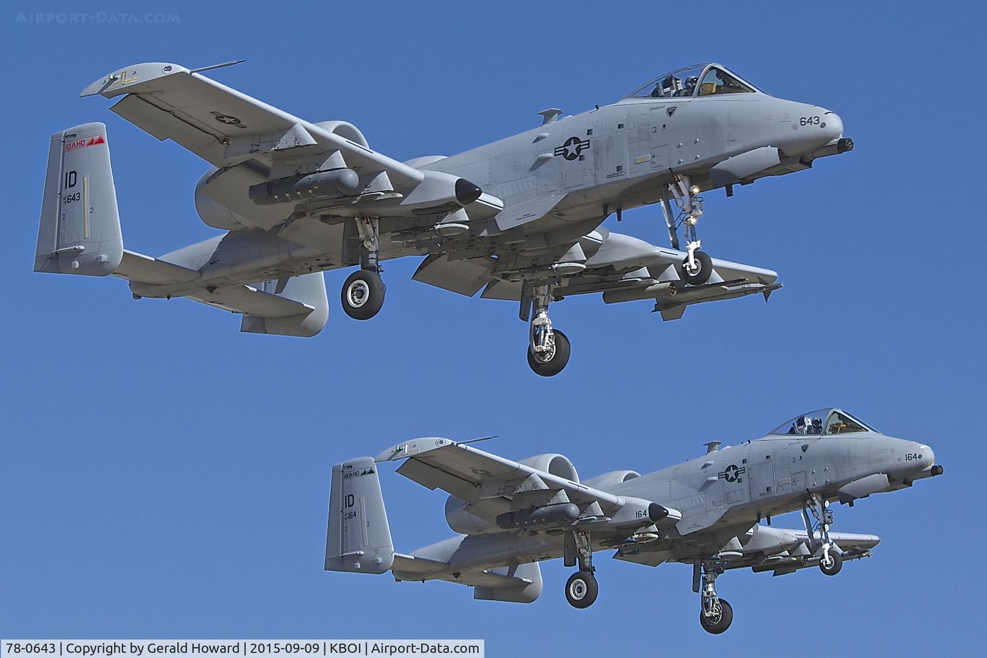 78-0643, 1978 Fairchild Republic A-10C Thunderbolt II C/N A10-0263, Landing with 80-0164 on RWY 10R.