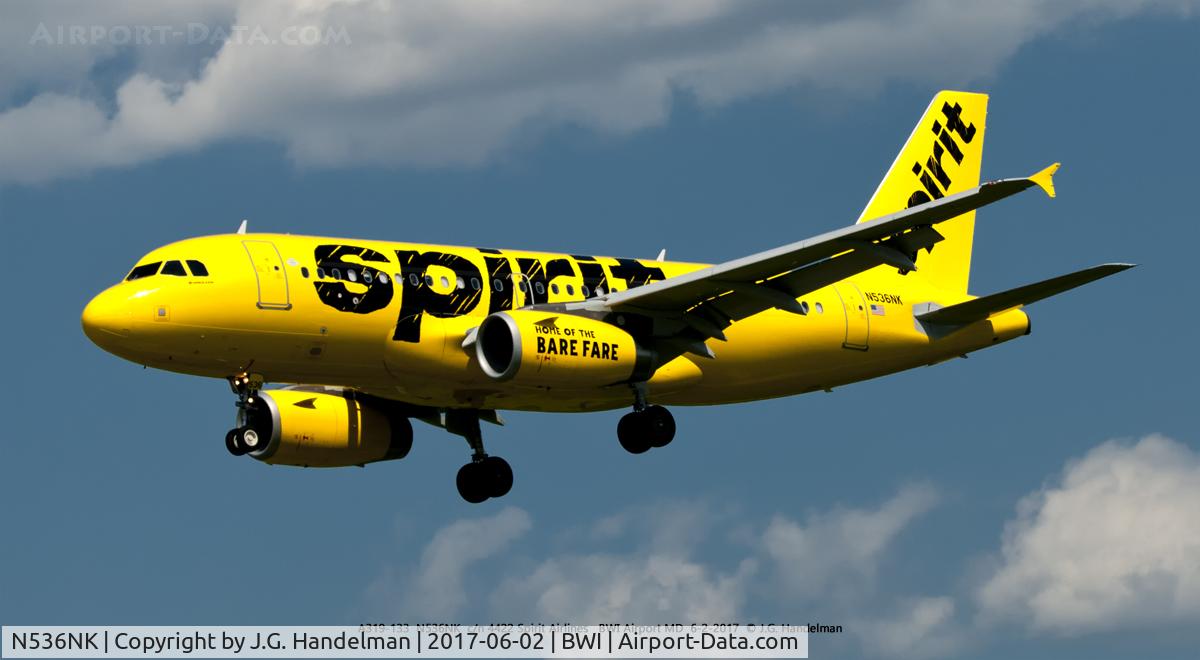N536NK, 2010 Airbus A319-133 C/N 4422, Approaching 33L.