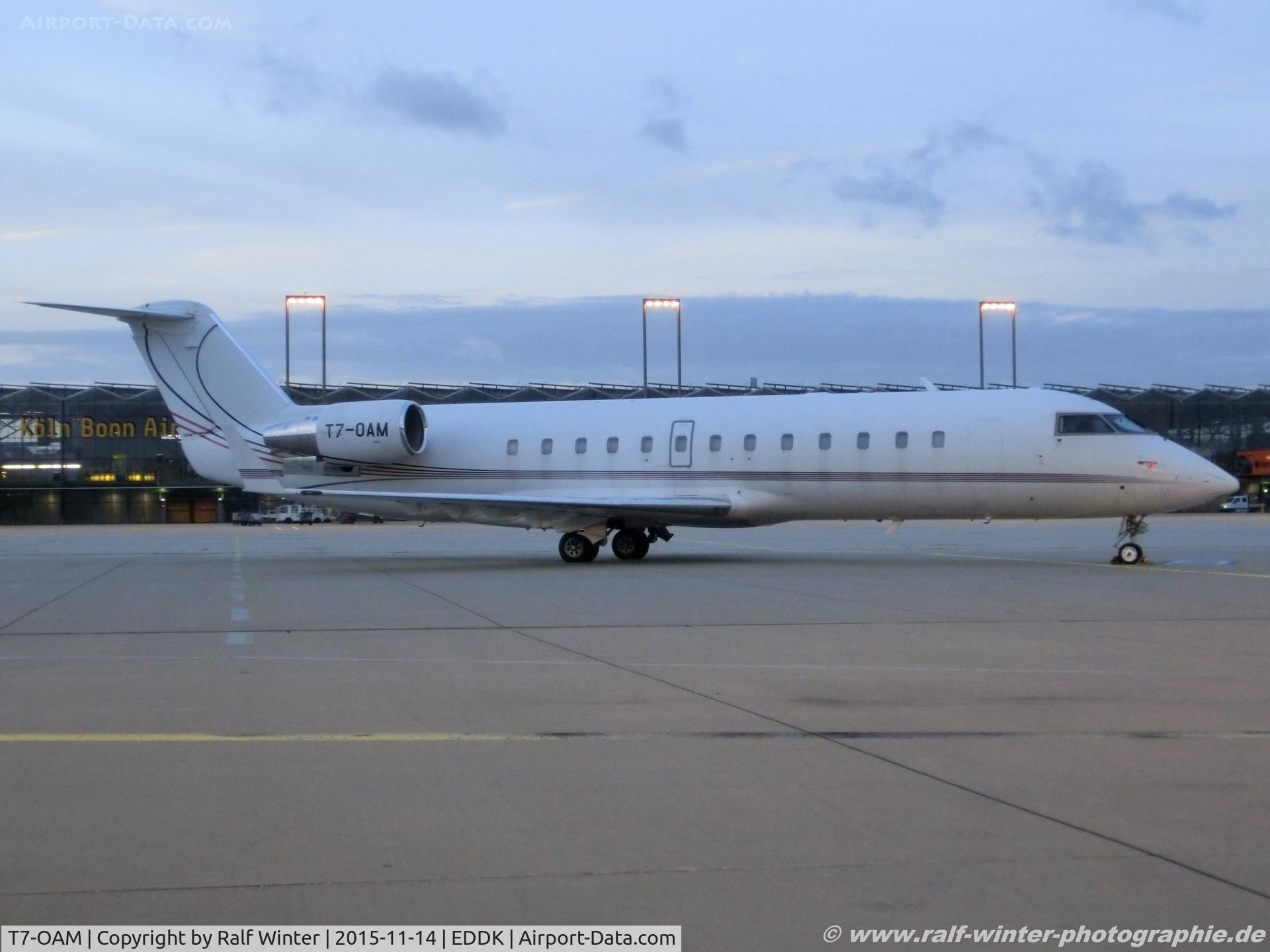 T7-OAM, 2008 Canadair CRJ-200 (CL-600-2B19) C/N 8084, Bombardier CL-600-2B19 CRJ200 - Avira Ventures Ltd. - 8084 - T7-OAM - 14.11.2015 - CGN