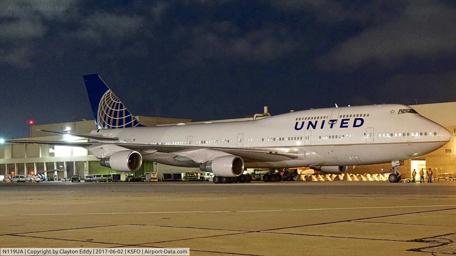N119UA, 1999 Boeing 747-422 C/N 28812, Until the cows come home. SFO. 2017.