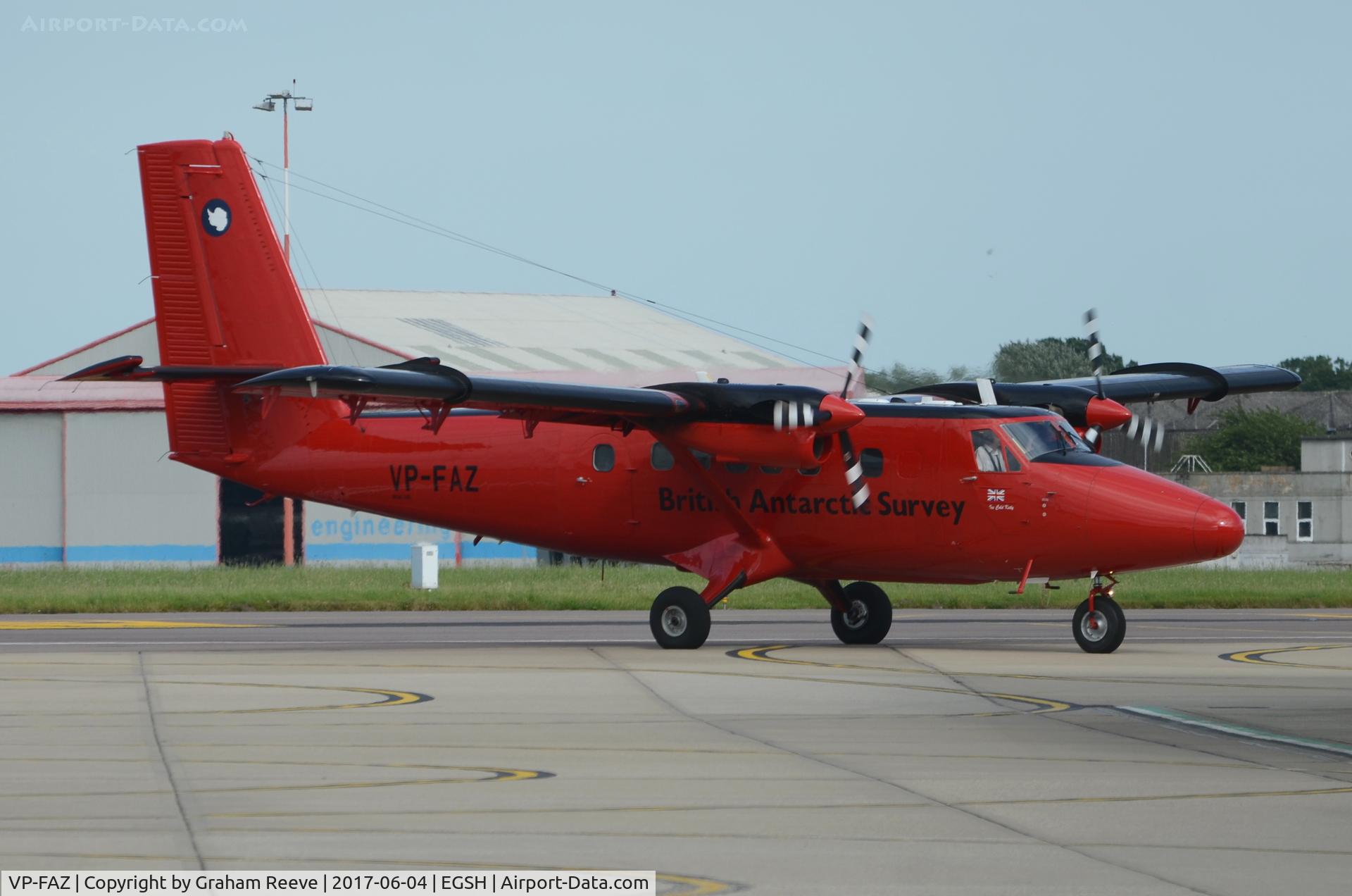 VP-FAZ, 1981 De Havilland Canada DHC-6-300 Twin Otter C/N 748, Just landed at Norwich