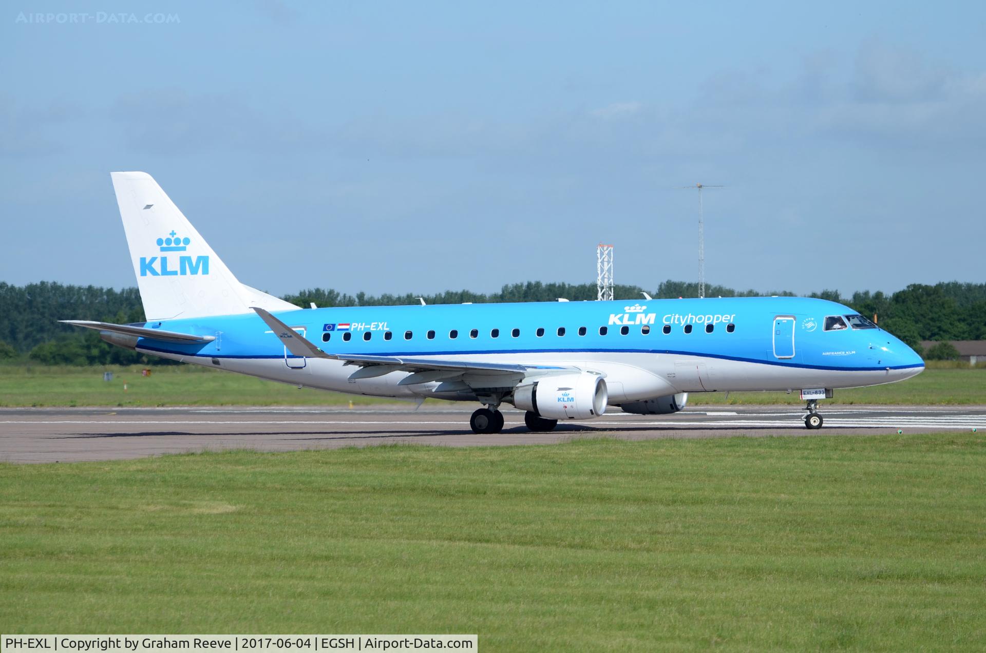PH-EXL, 2017 Embraer ERJ-175STD (ERJ-170-200) C/N 17000633, About to depart from Norwich.