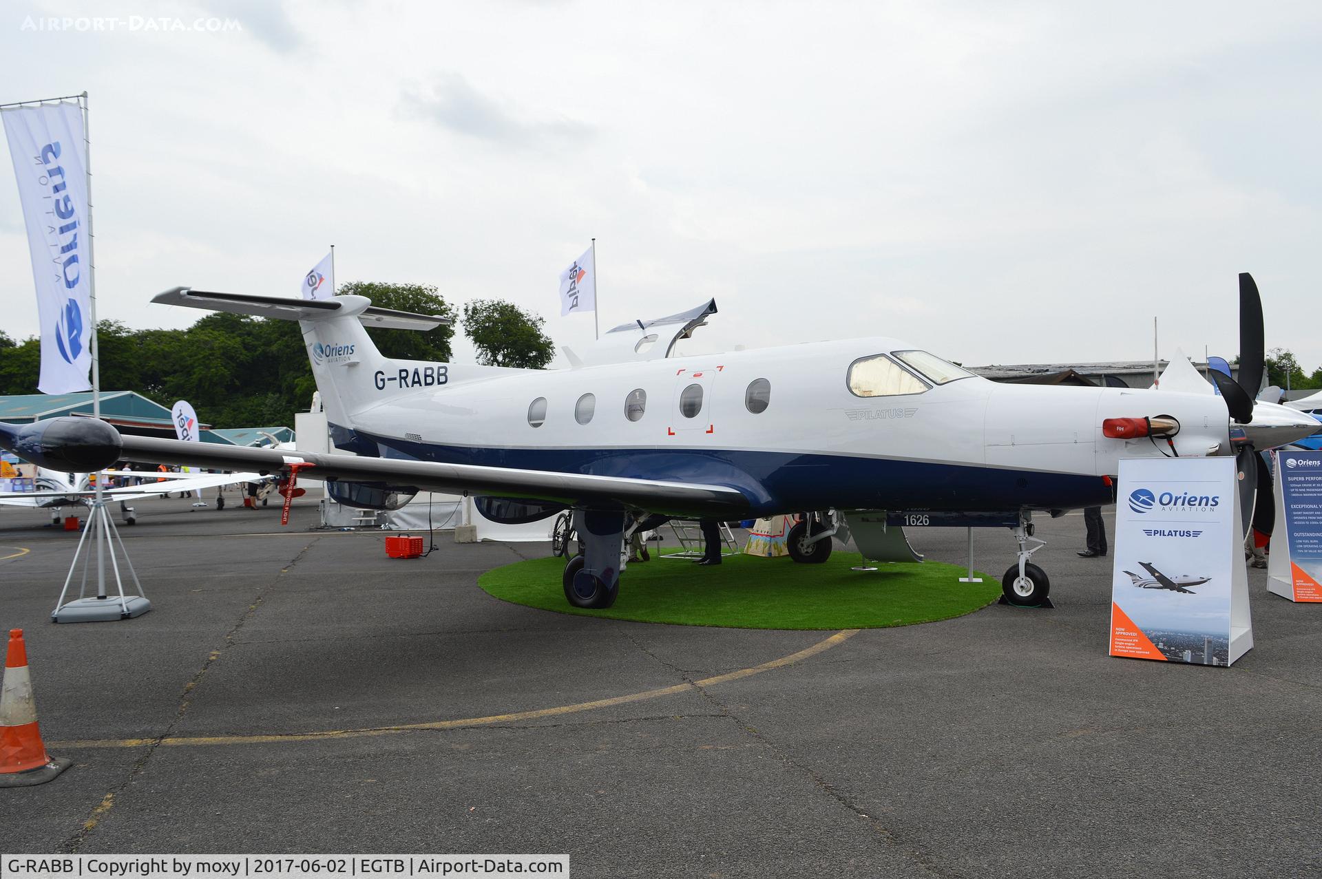 G-RABB, 2016 Pilatus PC-12/47E C/N 1626, Pilatus PC-12/47E at AeroExpo 2017, Wycombe Air Park.