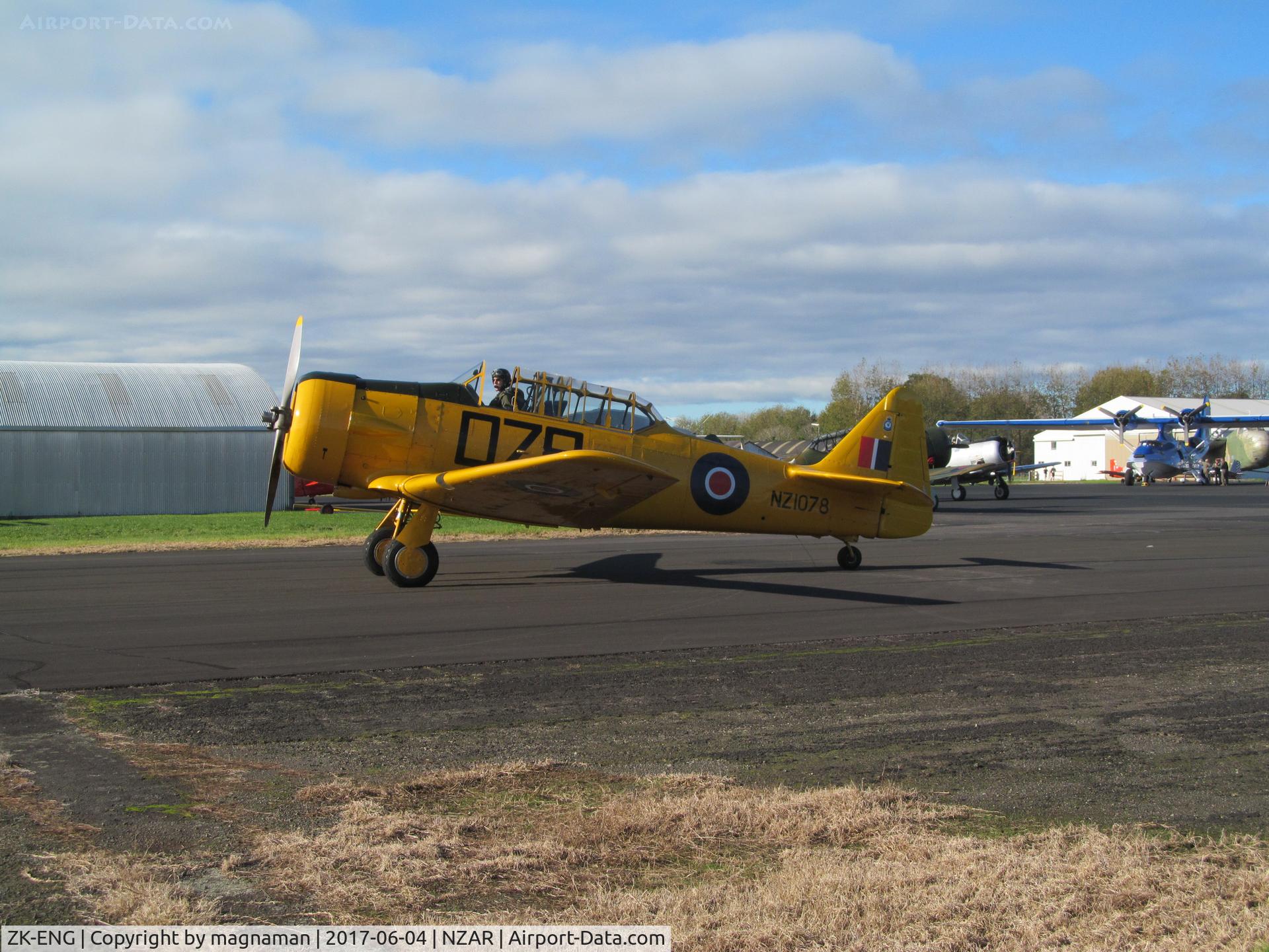 ZK-ENG, 1941 North American AT-6D Harvard III C/N 88-15873 (41-34119), off to fly