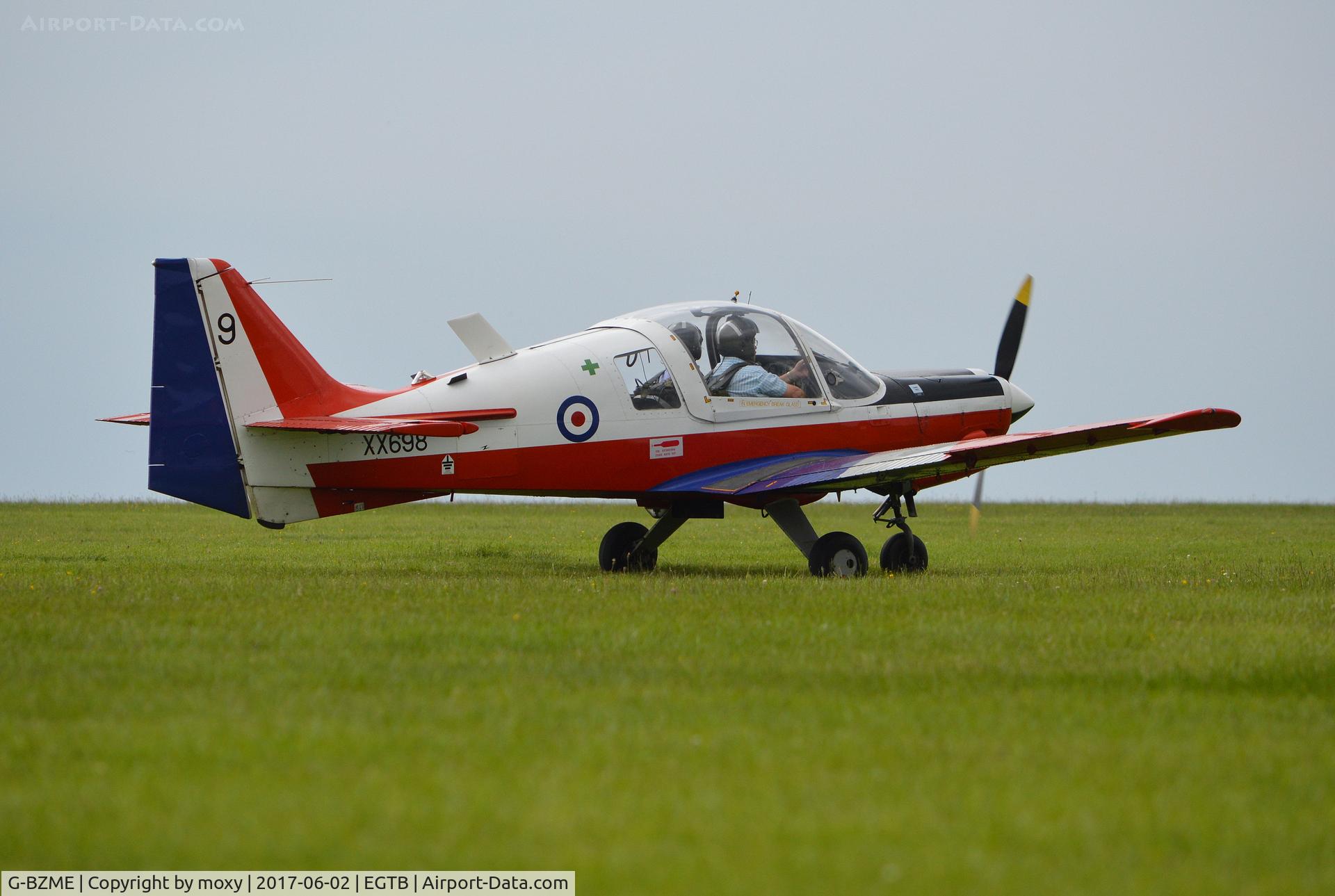 G-BZME, 1975 Scottish Aviation Bulldog T.1 C/N BH120/347, Scottish Aviation Bulldog T.1 departing Wycombe Air Park.
