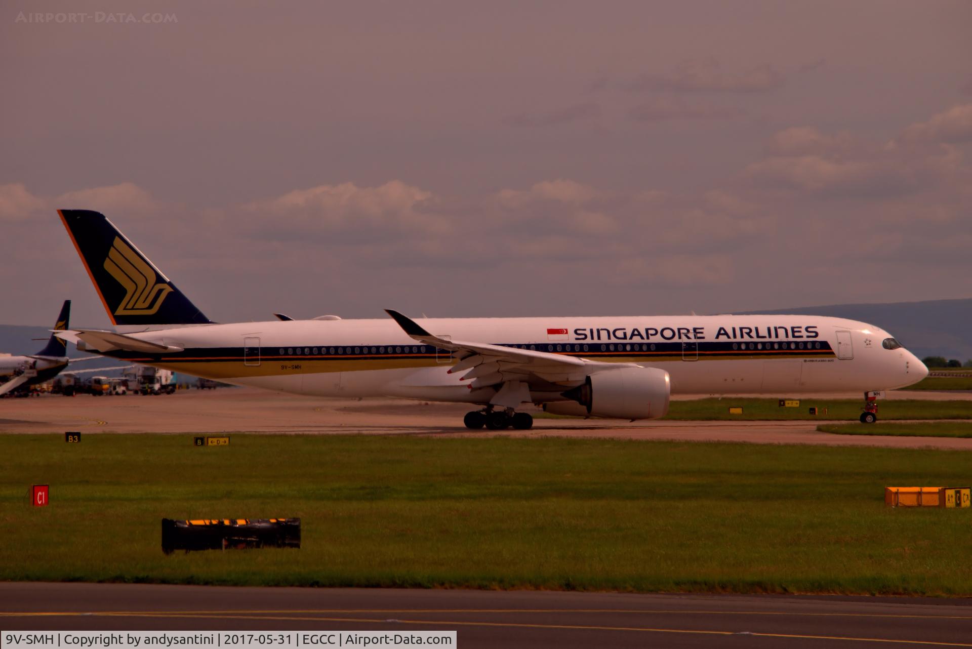 9V-SMH, 2016 Airbus A350-941 C/N 068, taxing out for take off [man egcc uk]