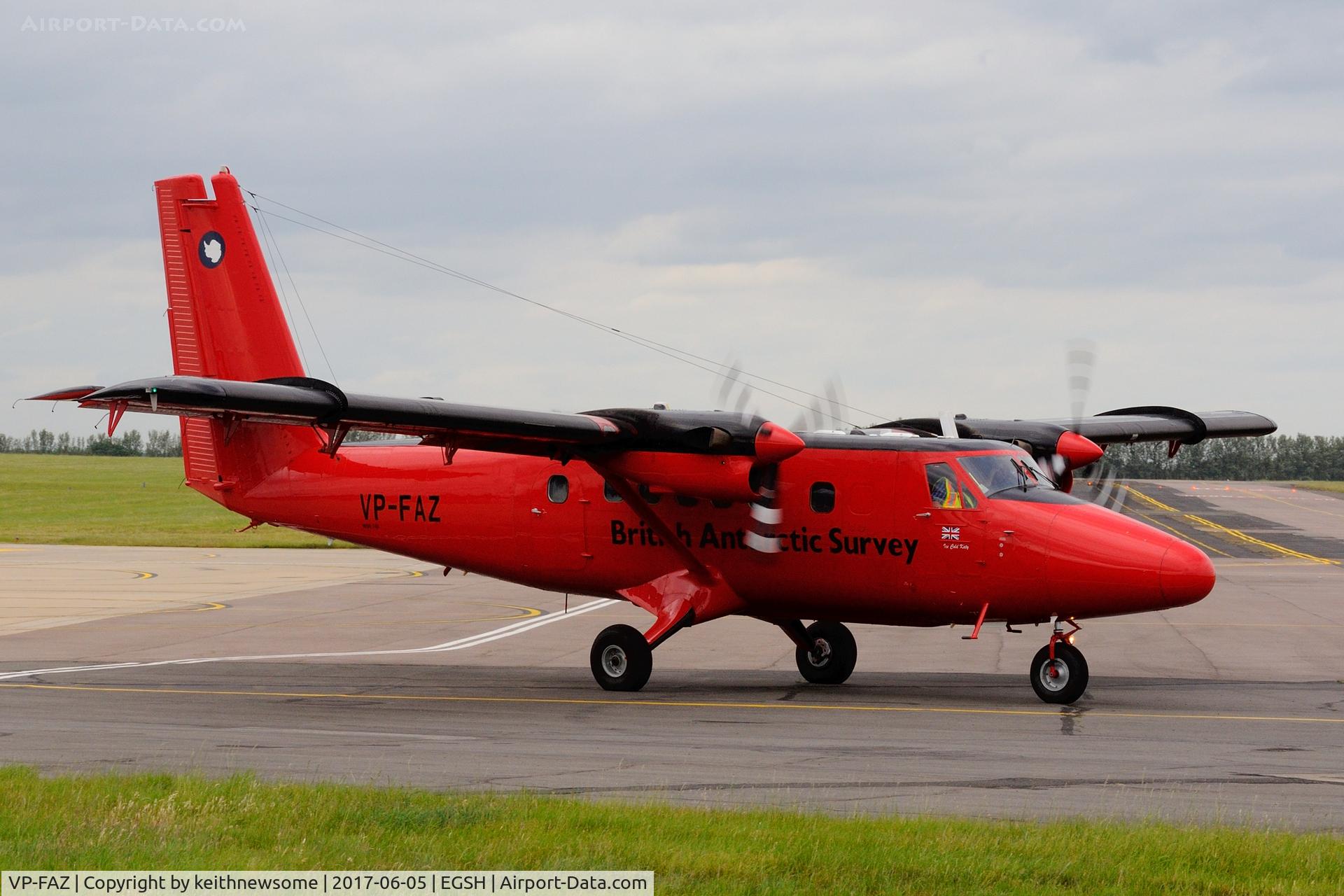 VP-FAZ, 1981 De Havilland Canada DHC-6-300 Twin Otter C/N 748, 'Ice Cold Katy' leaving Norwich.