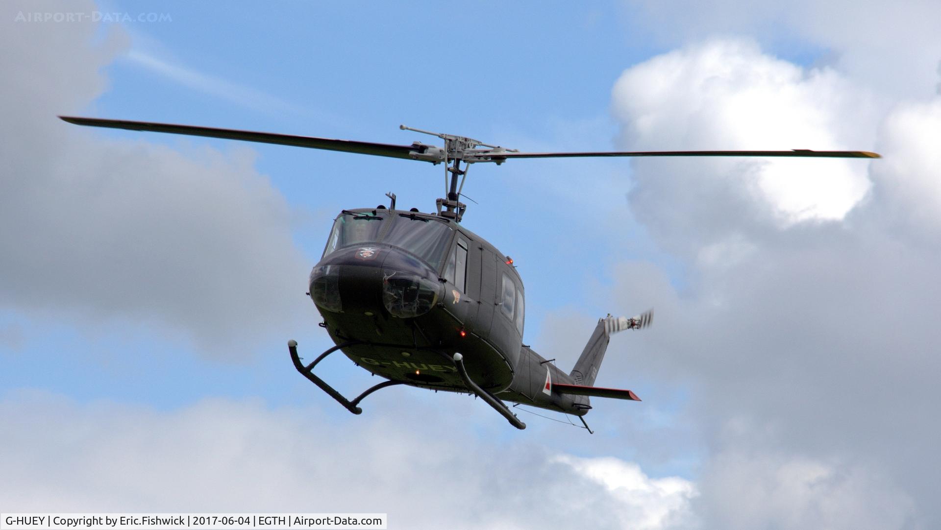 G-HUEY, 1973 Bell UH-1H Iroquois C/N 13560, 43. G-HUEY in display mode at Shuttleworth Collection's 'Fly Navy,' June 2017.