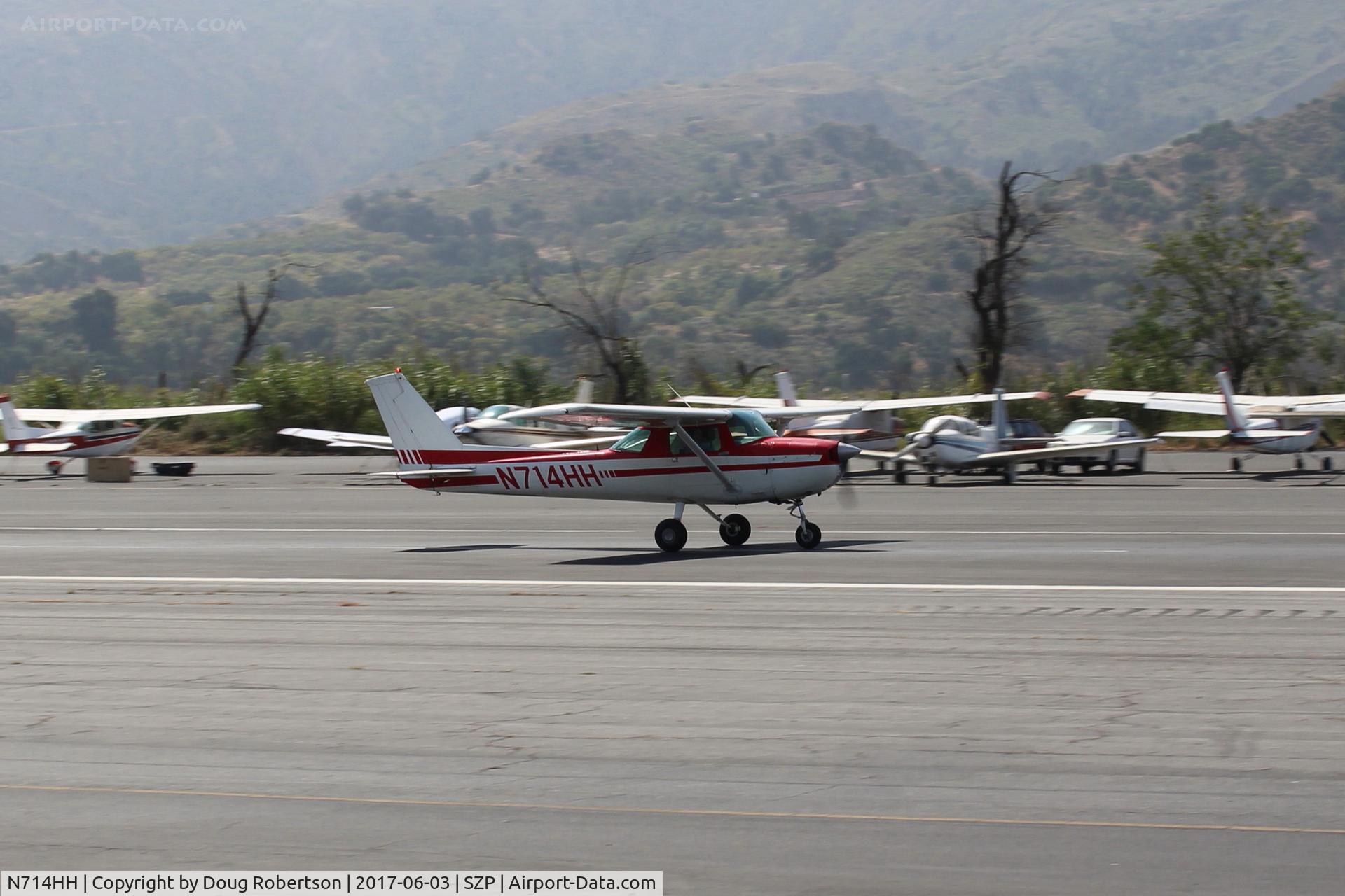 N714HH, 1977 Cessna 150M C/N 15079185, 1977 Cessna 150M, Continental O-200 100 Hp, landing roll Rwy 22
